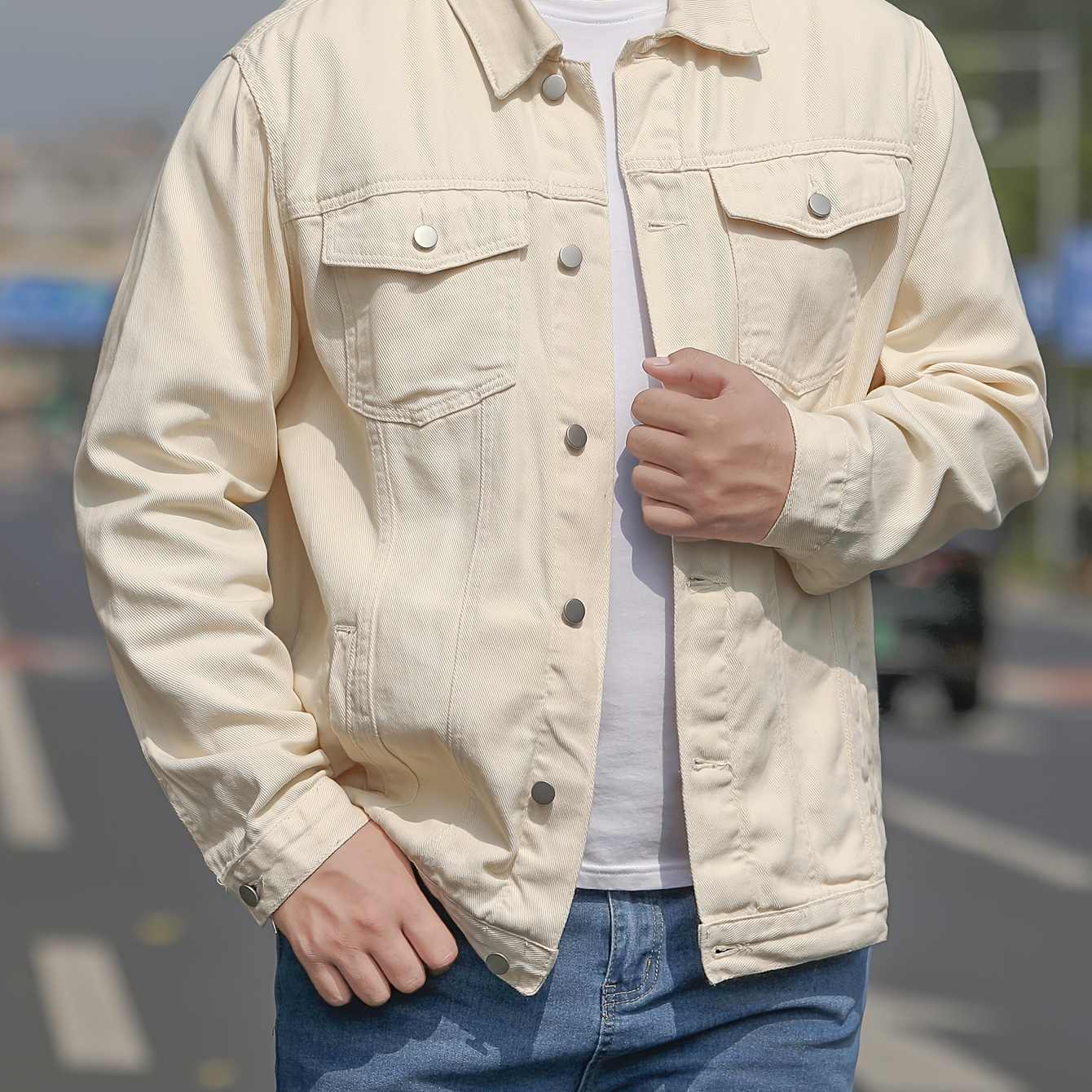 Plus Size Men's Cotton Jacket Fashion Casual Denim Jacket With Pockets For Fall Winter, Men's Clothing