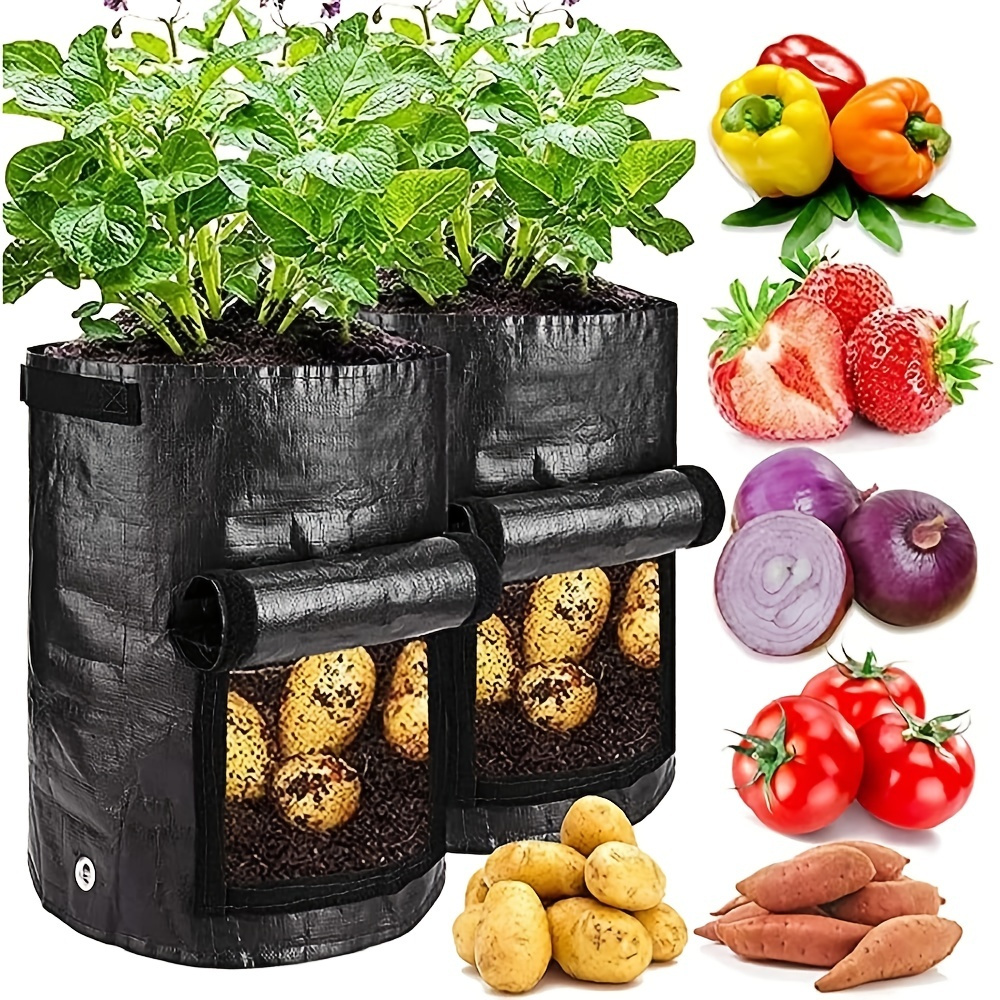 GardenTool Potato Grow Bag PE Vegetable Grow Bags with Handle Thickened  Growing Bag Vegetable Onion Plant Bag Outdoor Garden Pot
