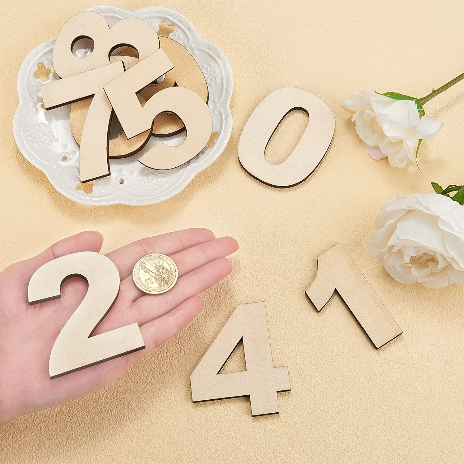 White Wood Numbers Wood Numbers For Wall Decor Decorative - Temu