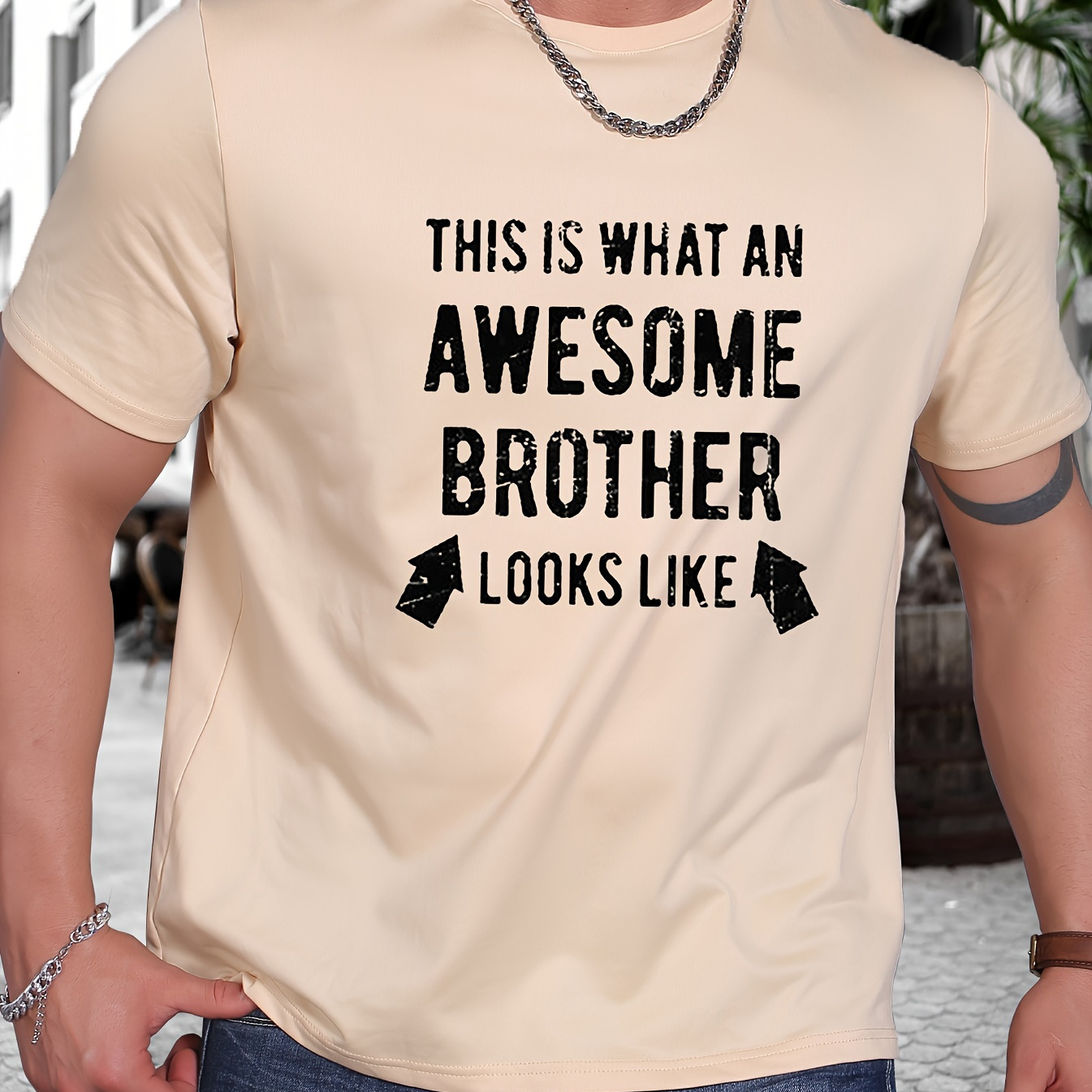 

Awesome Brother Print T Shirt, Tees For Men, Casual Short Sleeve T-shirt For Summer