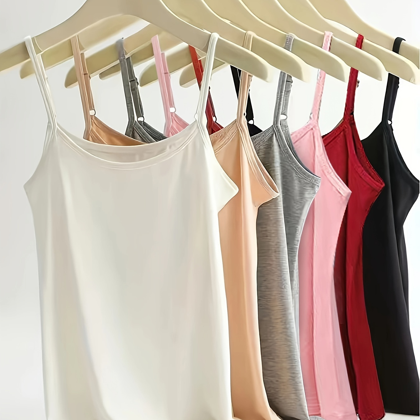 

6-pack Women's Camisole Tank Tops, Casual Breathable Spaghetti Strap Camis, Assorted Colors, Comfort Fit, Lightweight Layering Basics