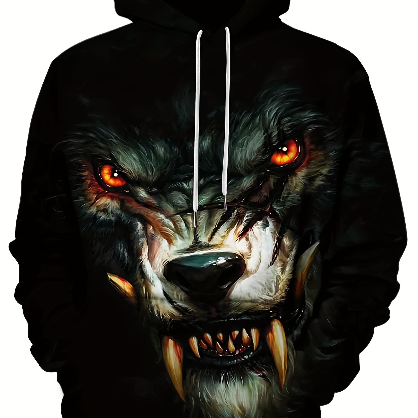 Unisex Men's Plus Size 3D Digital Graphic Print Hoodie: Comfy Long Sleeve Sweatshirt With Wolf Print & Pocket  Best Sellers