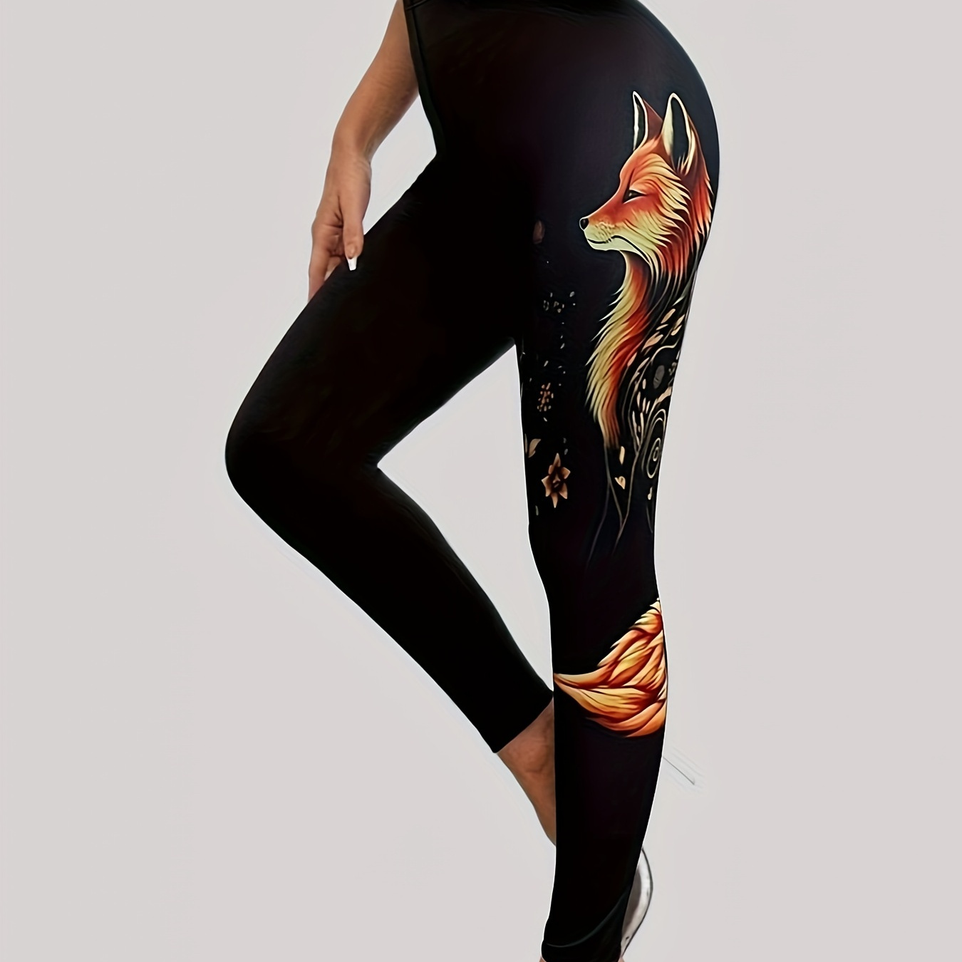 

Leggings Moulants À Motif De Renard, Leggings Extensibles À Taille Haute Décontractés, Vêtements Pour Femmes