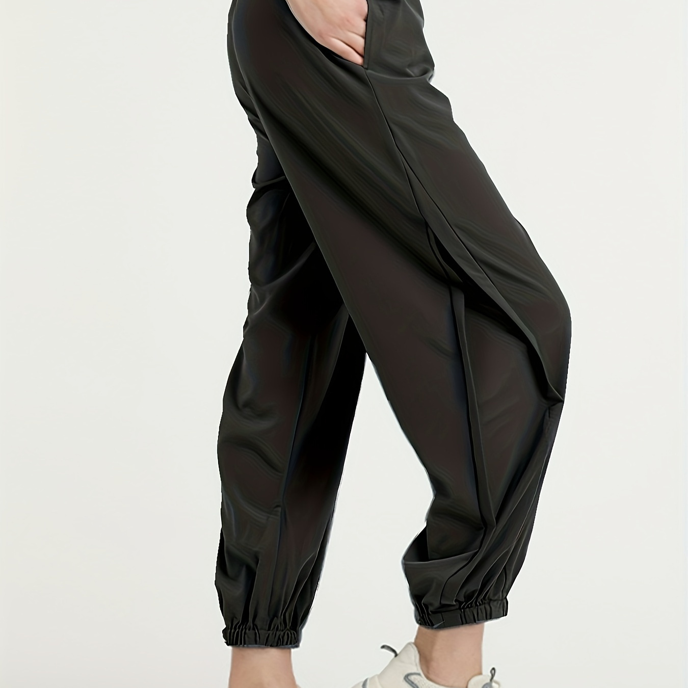 

Loose High Waisted Quick-drying Pants, Mesh Breathable Yoga Pants, Running Sports Drawstring Side Pocket Casual Jogger Pants