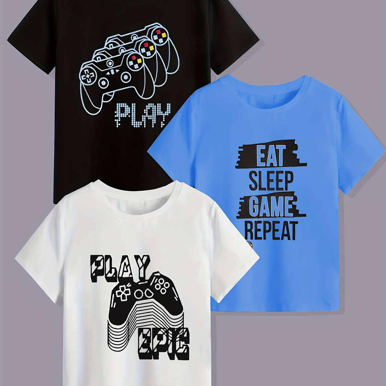 

3 t-shirts imprimés sur le thème du jeu, t-shirts pour garçons, t-shirt décontracté à manches courtes pour l'été, le printemps et l'automne, hauts comme cadeaux