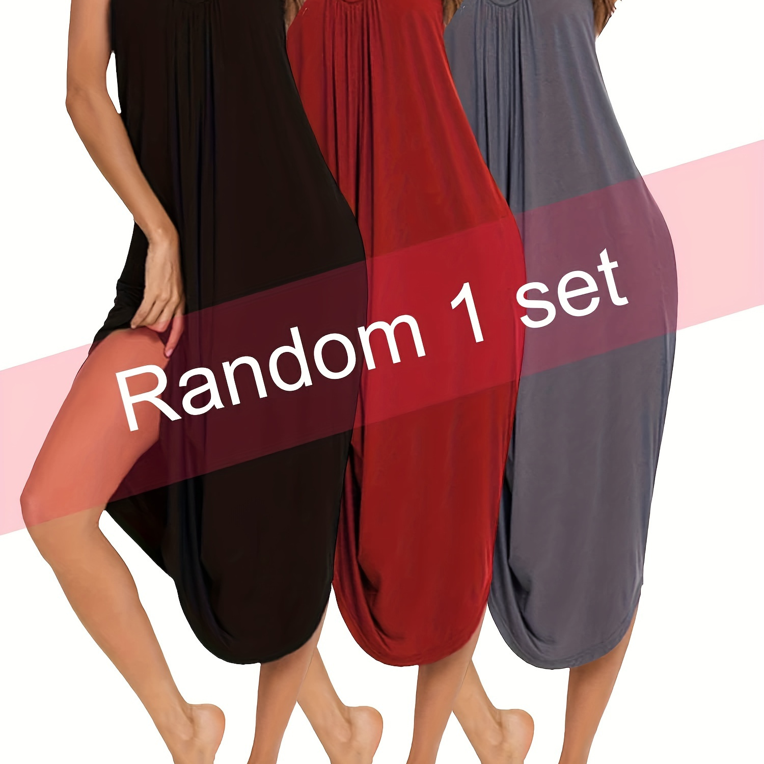 

[ Send 1 Item] Women's Sleeveless Long Modal Nightgown V-neck Pleated Sleepwear Pajama Dress