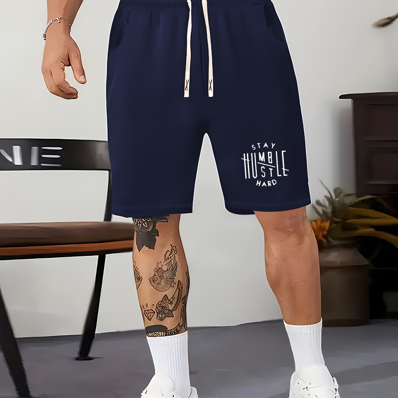 

Stay Humble Stay Hard Print, Men's Summer Comfy Shorts With Drawstrings, Casual Loose Clothing For Men, As Gifts, For Daily Leisure Loungewear Outdoors