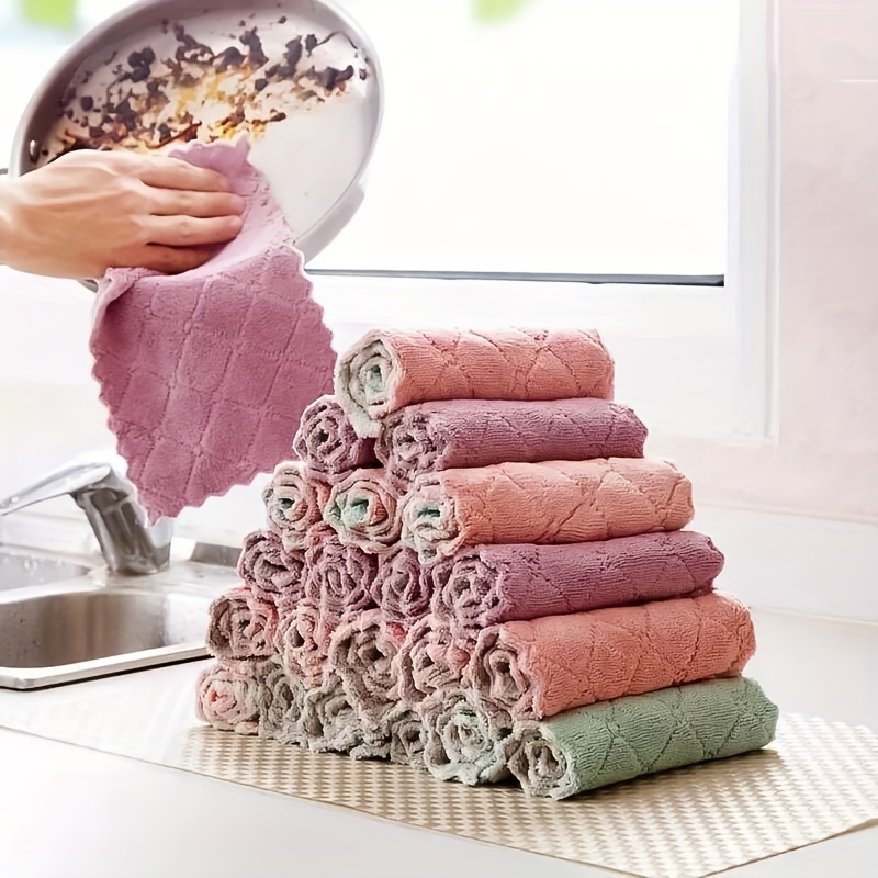 Cute Cartoon Hand Towels for Bathroom Absorbent Kitchen Dish Cloth Hand Dry  Towel with Rope Hanging 
