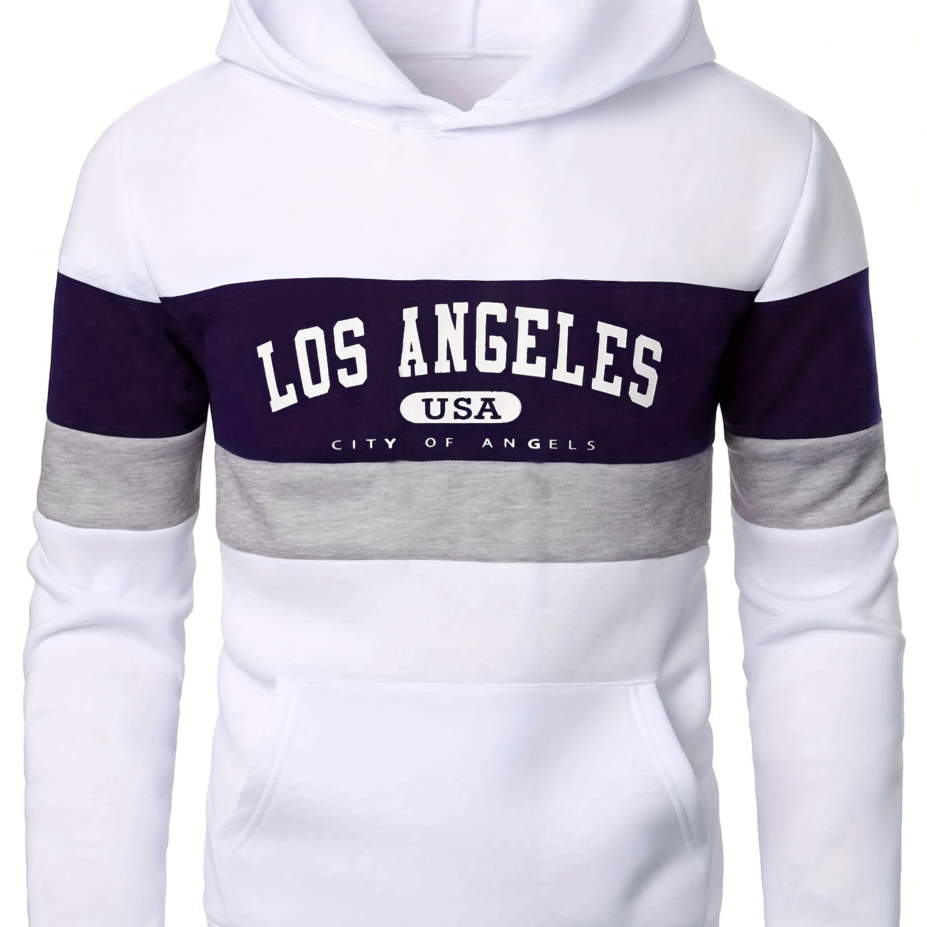 

Los Angeles Usa Casual Hoodie - Unisex Polyester 100% Hooded Sweatshirt With Letter Print Design - Spring/fall Knit Fabric Slight Stretch Regular Fit Pullover