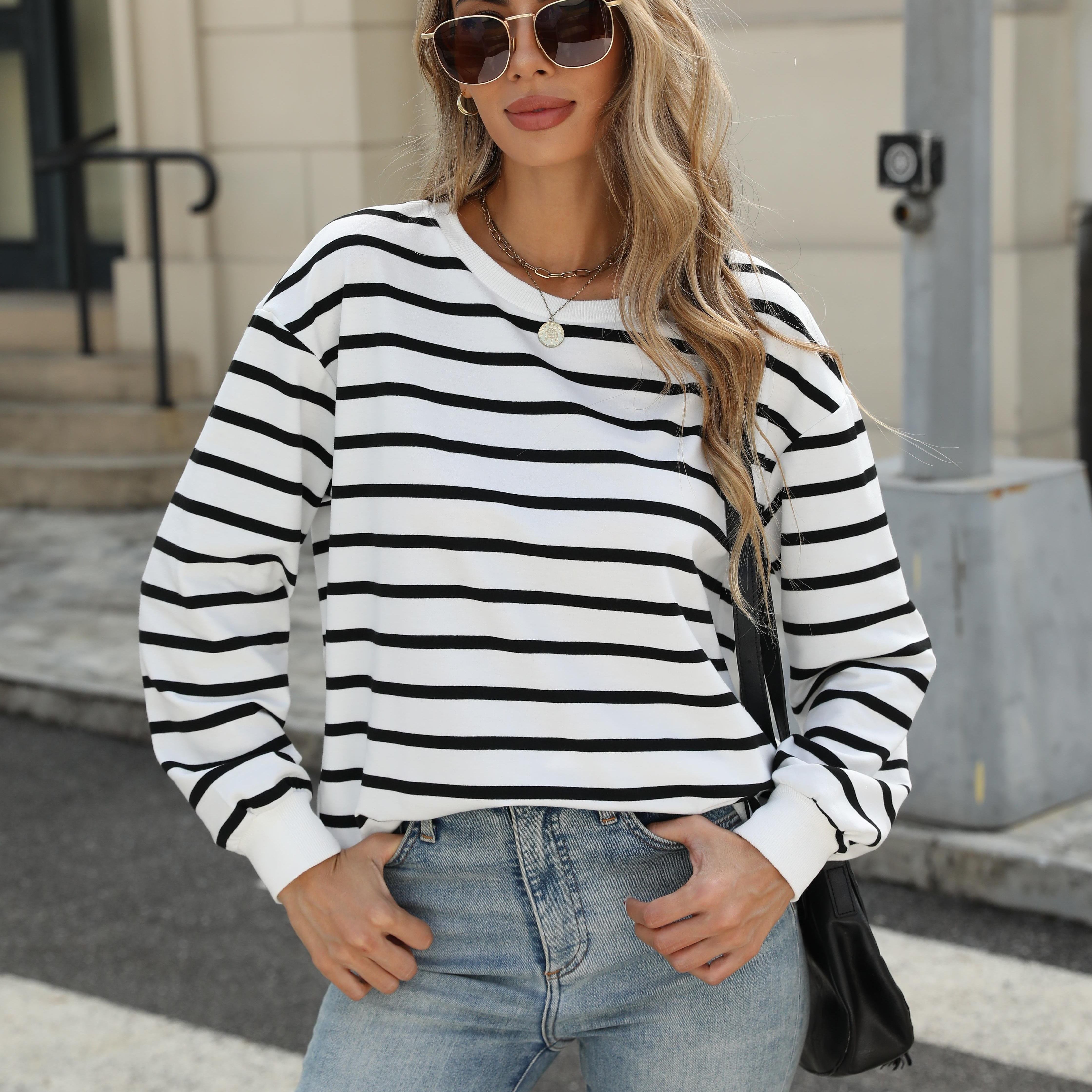 

[top-] Striped Sweatshirt For - , Washable,