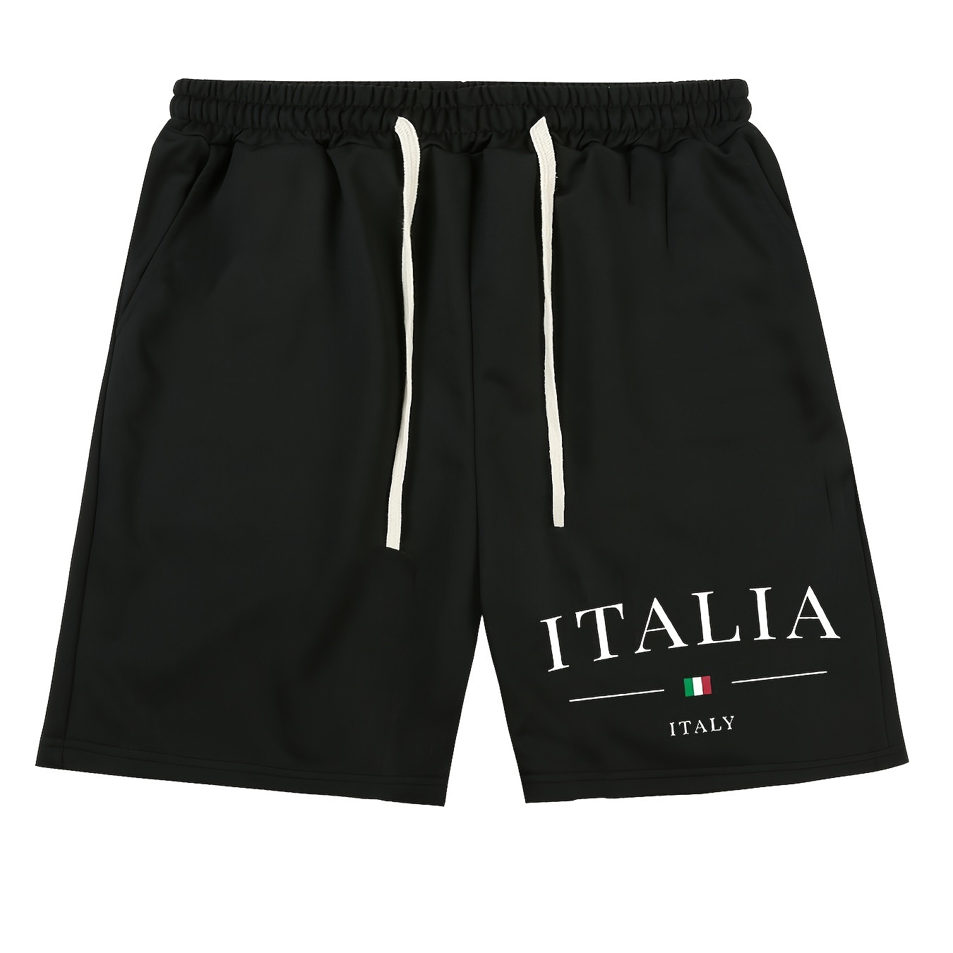 

Men's Trendy Letter Italia Print Active Shorts, Drawstring Beach Shorts For Summer Beach Resort, Hawaiian Shorts