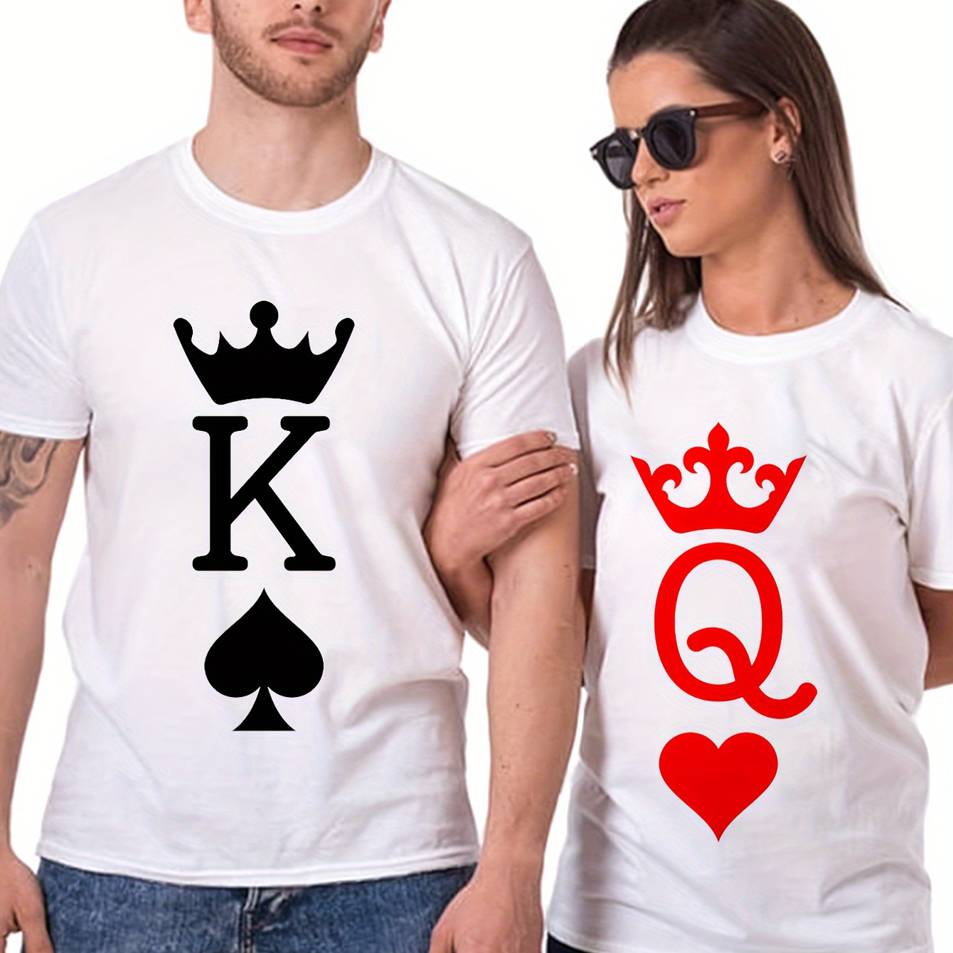 

Couple Front Print T-shirt Graphic Tee Summer Casual Tee Streetwear Top For Boyfriend Girlfriend
