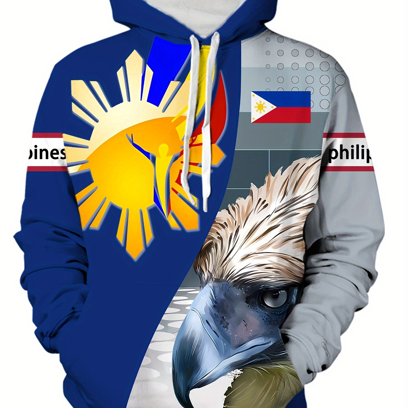 

Men's Philippine Flag & Eagle 3d Print Hoodie - Casual Pullover With Kangaroo Pocket