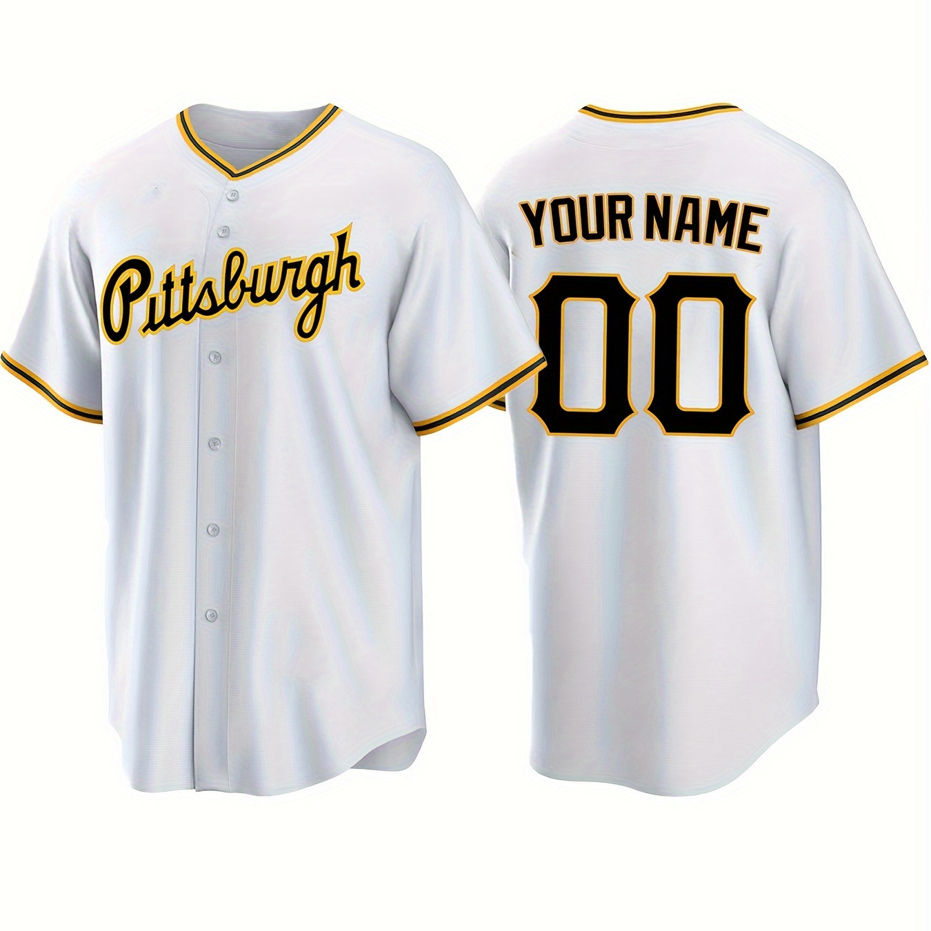 

Customized Name And Number Design, Men's Short Sleeve Loose Breathable V-neck Embroidery Baseball Jersey, Sports Shirt For Team Training