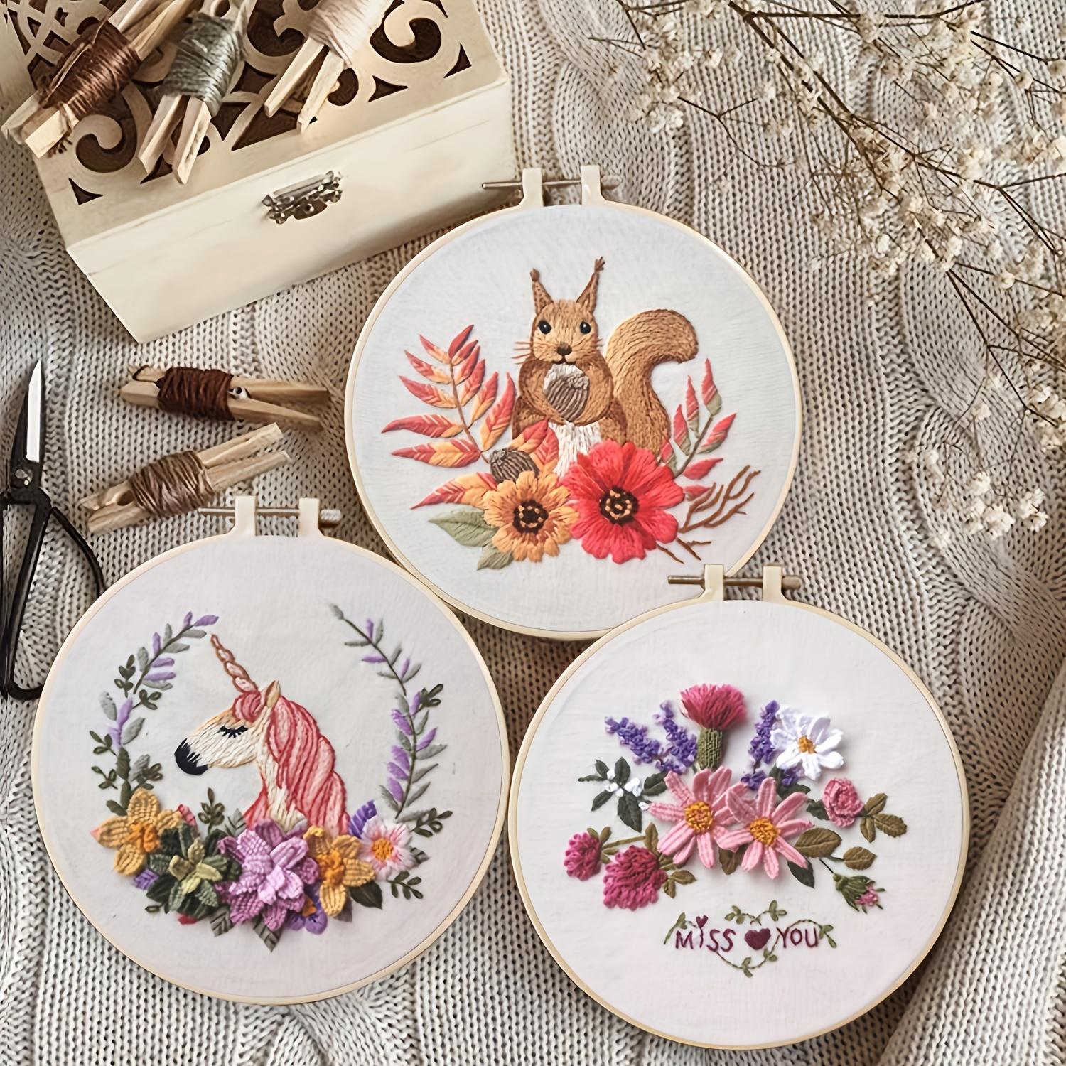 

Animal Unicorn Embroidery Diy Flowers Painting Full Needlework Cross Stitch Kits Embroidery Sewing Kit For Beginners Gift For Mother's Day