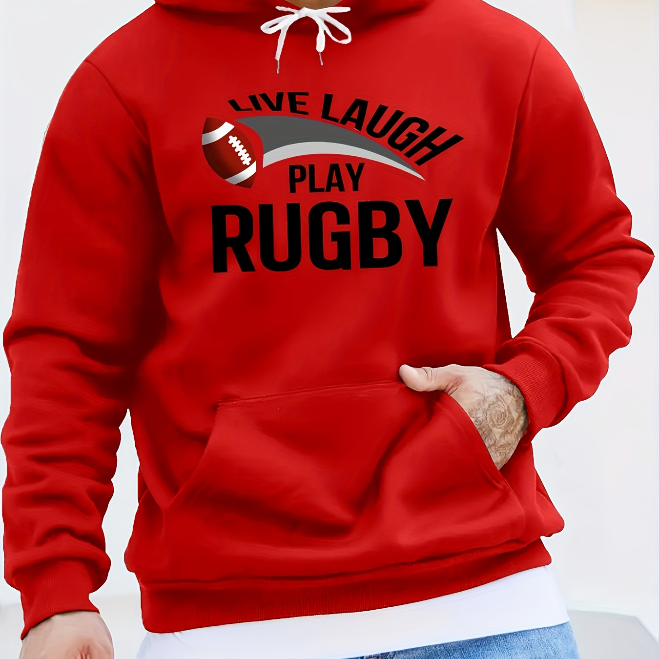 

Sweat à capuche à poche kangourou RUGBY, sweat-shirt décontracté à manches longues, vêtements pour hommes, pour l'automne et l'hiver