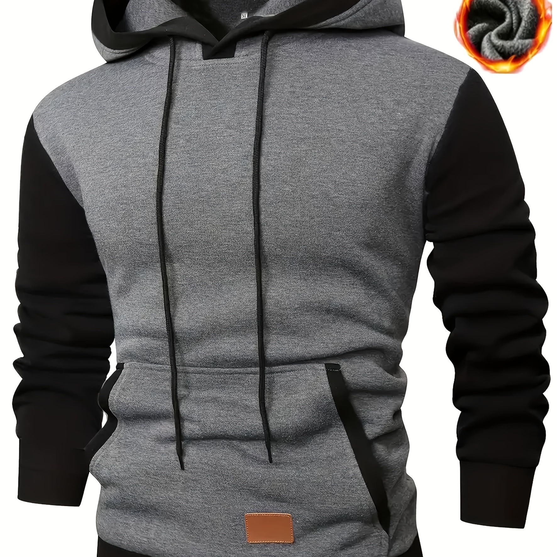 

Men's & Black Color- Hoodie With Kangaroo Pocket - Casual, Comfortable Polyester Double-layer Sweatshirt For Casual Attire, Hiking & Outdoor Activities