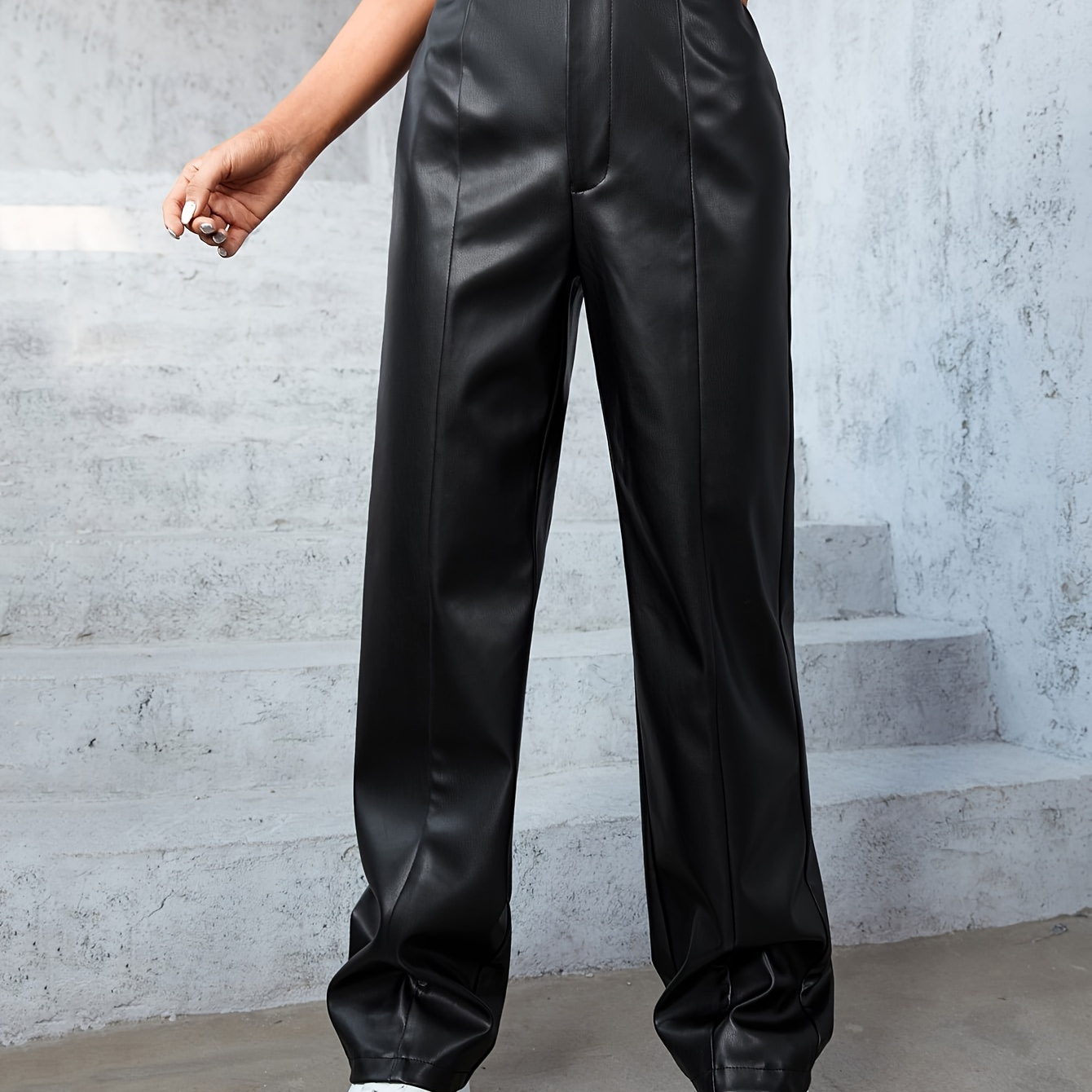 

Pu Pants, Waist Straight Leg Pants For & Summer, Women's Clothing
