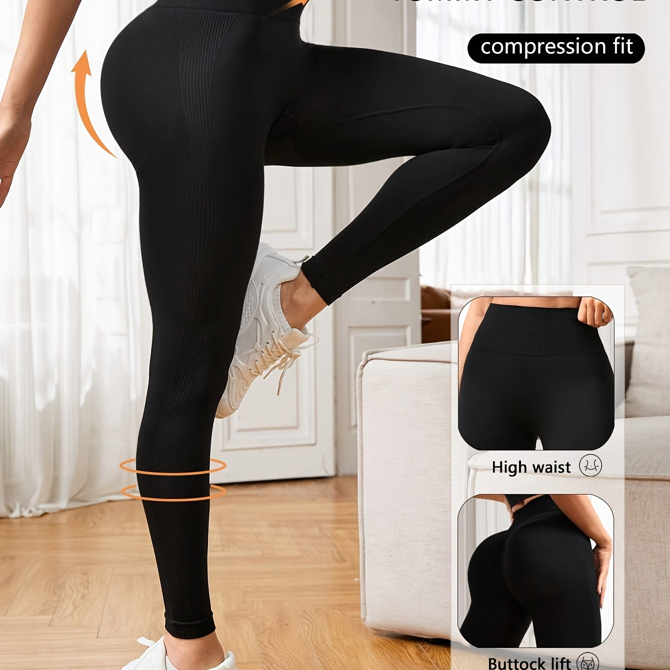 

Women's Seamless High Waist Athletic Yoga Leggings, Compression Tummy Control, Butt Lift, Stretchy Workout Pants