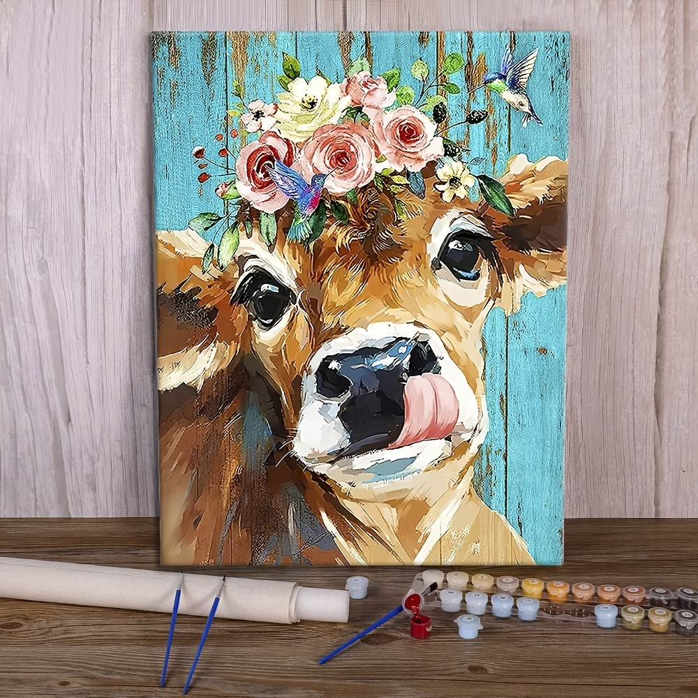 Cow Portrait - Paint by Numbers Kit for Adults DIY Oil Painting