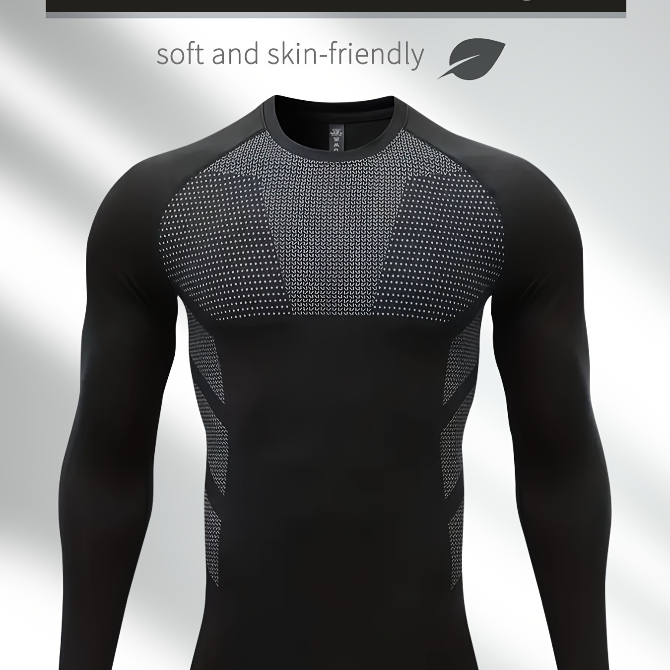 

Men's High Stretch Quick Dry Breathable Long Sleeve Compression T-shirt For Gym Fitness Training, Spring And Autumn