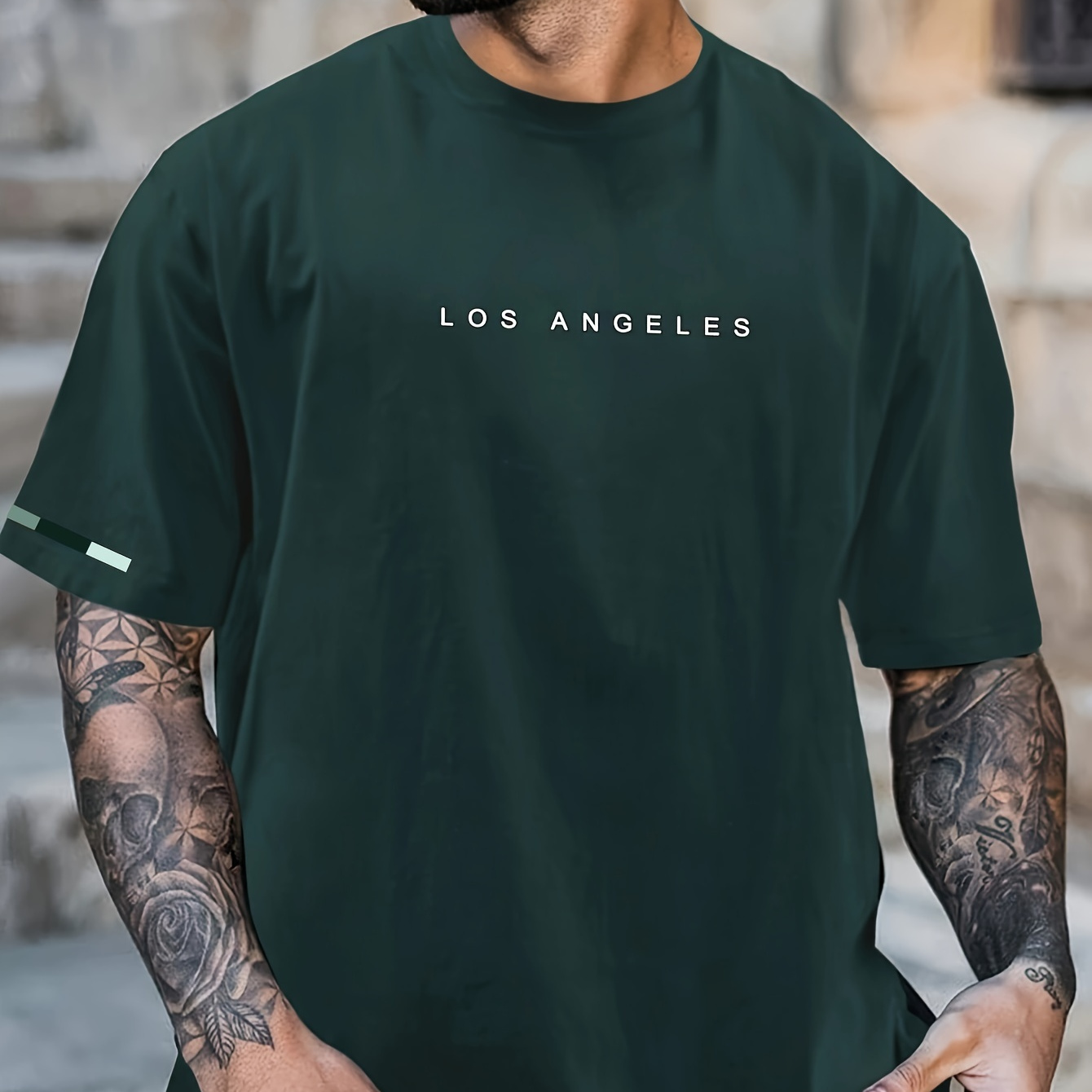 

Los Angeles Print Tee Shirt, Tees For Men, Casual Short Sleeve T-shirt For Summer