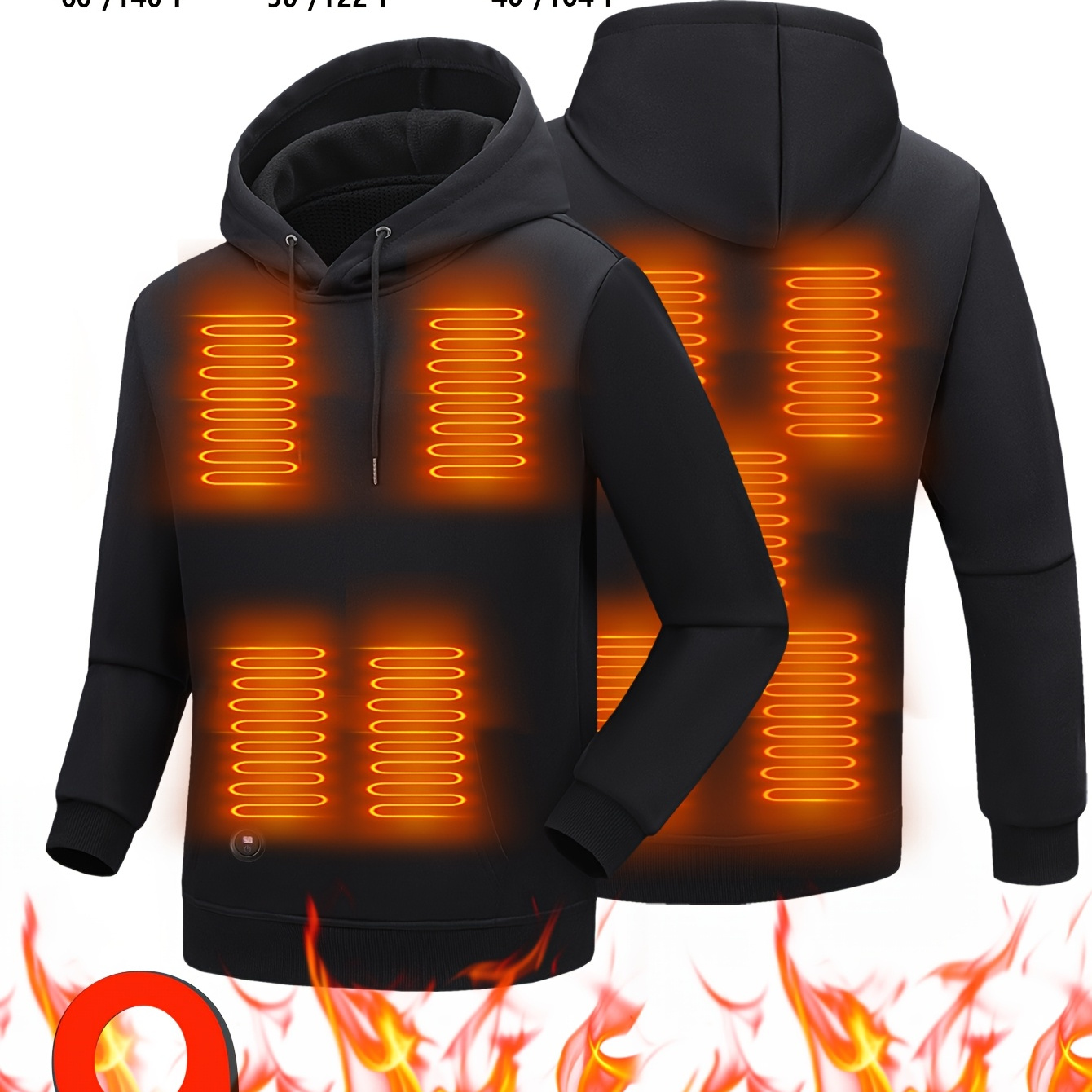 

Men' Heating Hoodie With 9 - Usb Powered, Adjustable Temperature, Long Sleeve Warm Vest For Outdoor Activities (batteries Not Included)