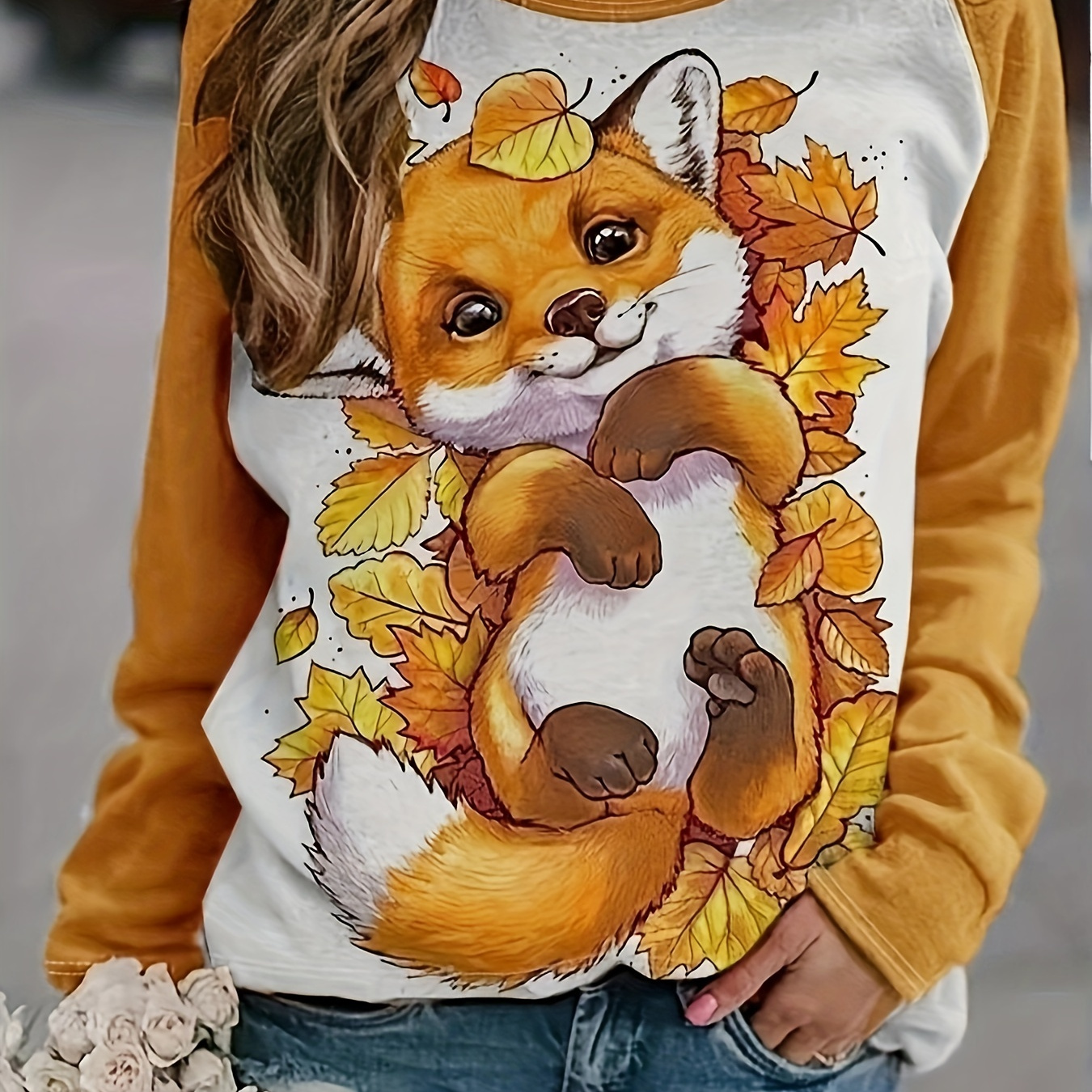 

Cute Animal Print Pullover Sweatshirt, Casual Long Sleeve Crew Neck Sweatshirt, Women's Clothing