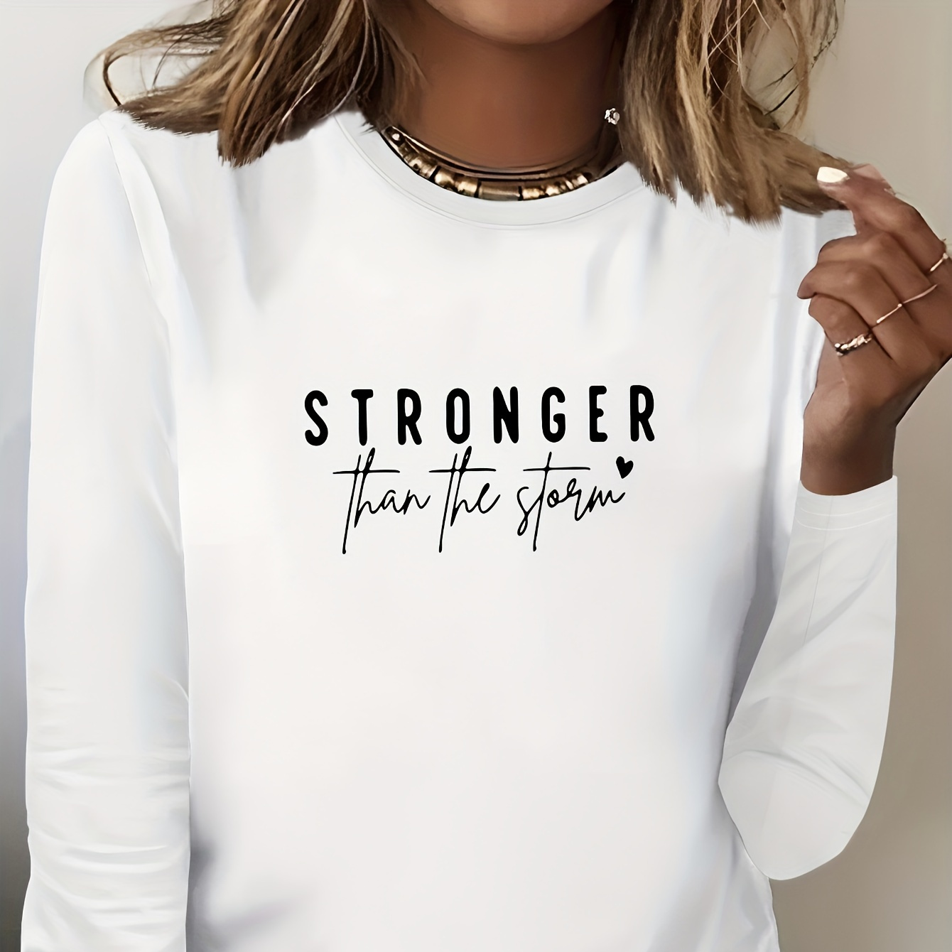 

Women's Inspirational , " Than The " , Long Sleeve, Round , Polyester, Regular Fit, , All , Sleeve Length, No , Top