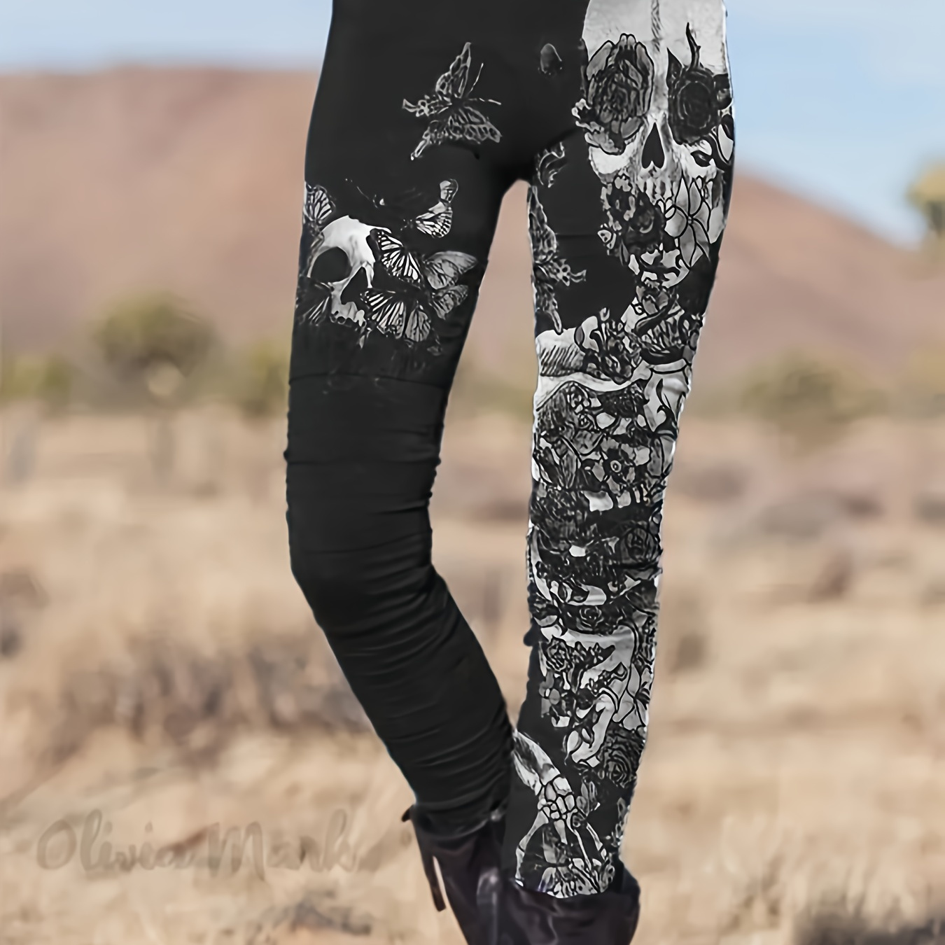 

Skull Print Skinny Leggings, Casual Every Day Stretchy Leggings, Women's Clothing