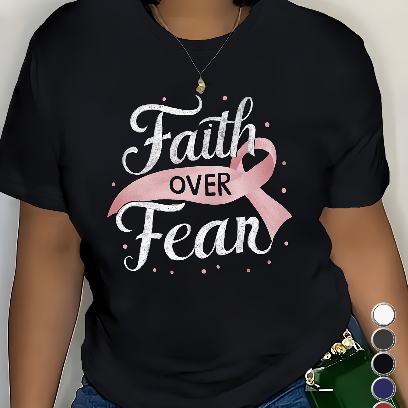 

Faith Over Fear Plus Size Pure Cotton Women's Tshirt