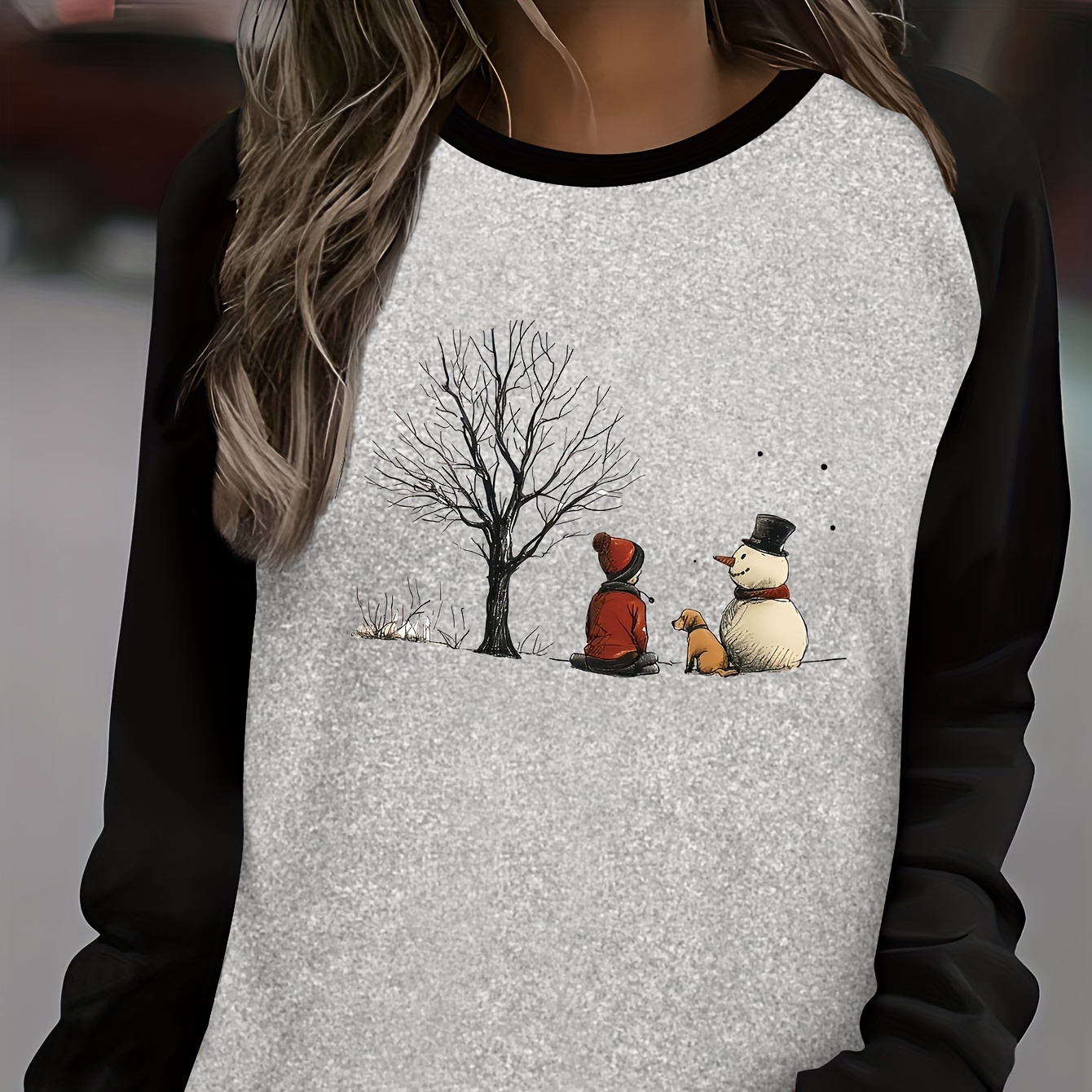 

Long Sleeve T-shirt - Comfortable Polyester , Round Neck, Machine Washable, Ideal For Spring And Fall Casual Women's Wear, Style, All//all