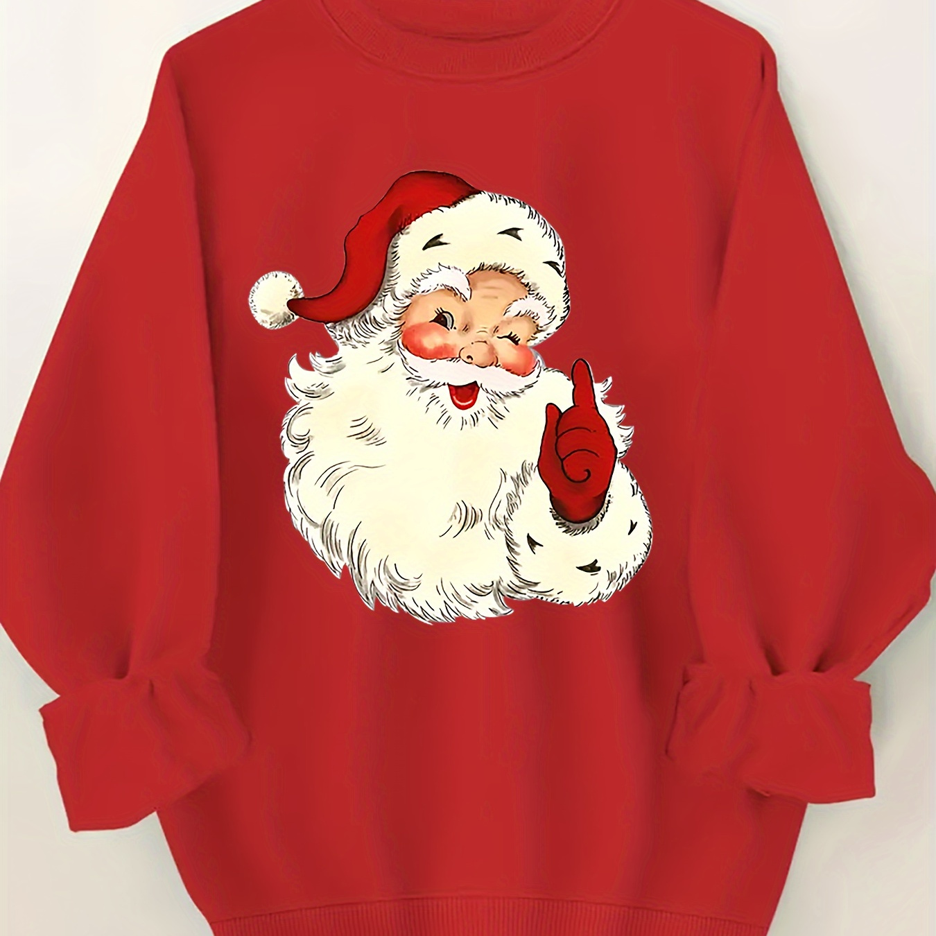 

Plus Size Christmas Print Pullover Sweatshirt, Casual Long Sleeve Crew Neck Sweatshirt For Fall & Spring, Women's Plus Size Clothing