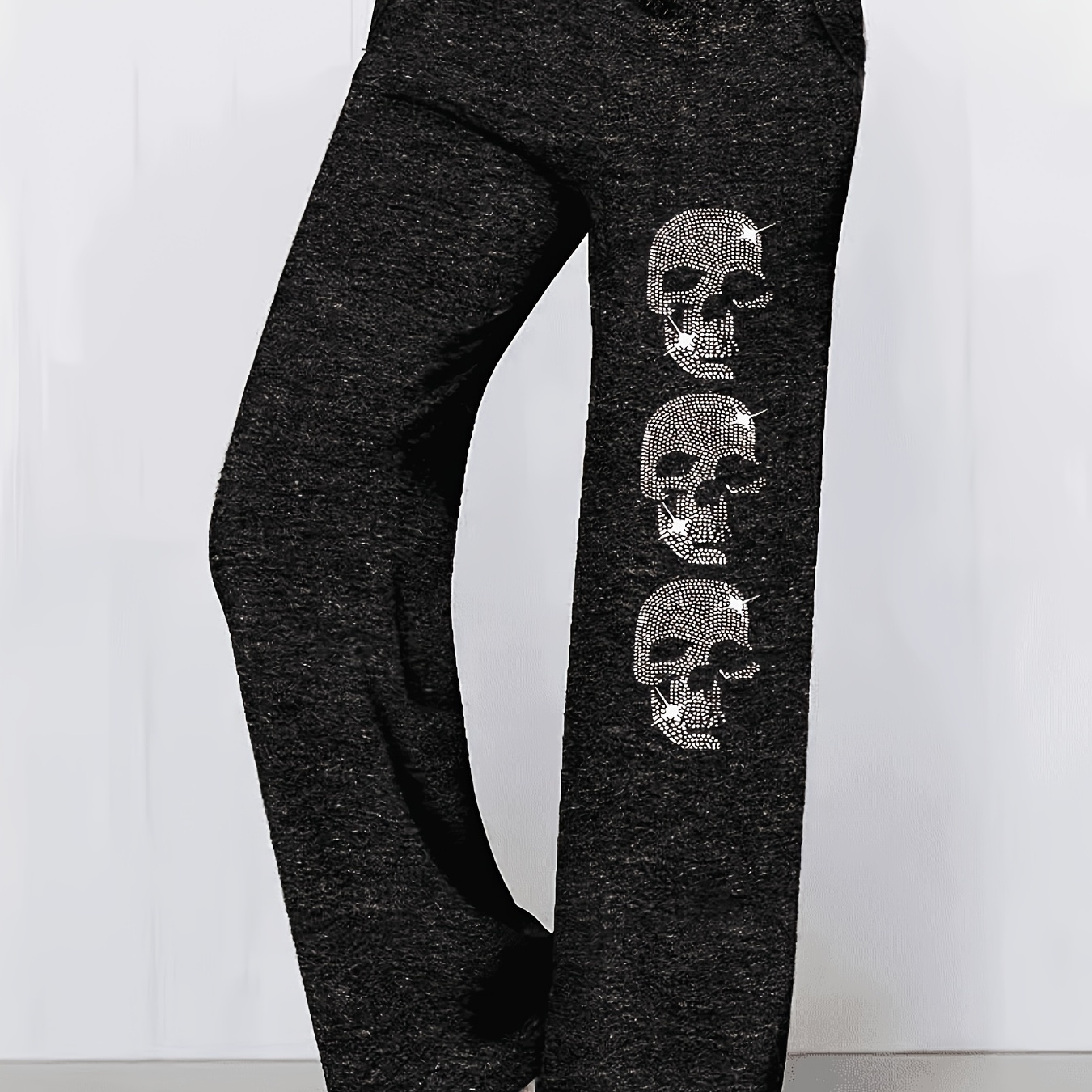 

Joggers Toutes pour Femmes avec Imprimé Crâne et Cordon de Serrage - Pantalons en Polyester Confortables et Décontractés avec Taille Élastique