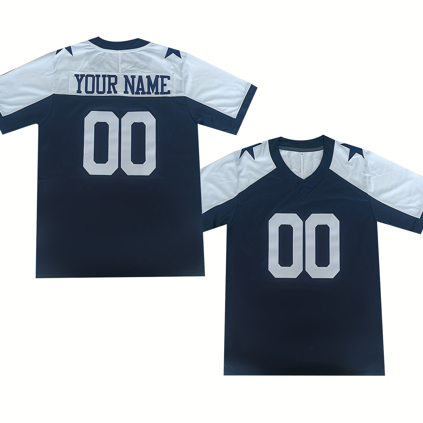 

Customized Name And Number Embroidery, Men's V-neck Football Jersey, Daily Outdoor Sports Shirt