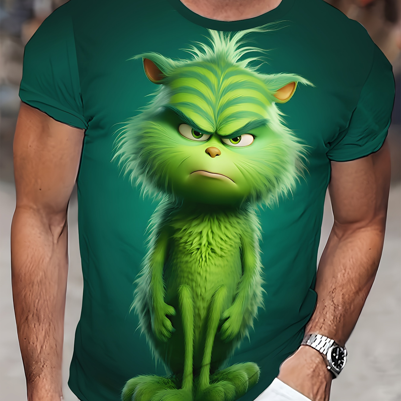 

3d Digital Cartoon Style Monster Pattern Crew Neck And Short Sleeve T-shirt, Stylish And Novel Tops For Men's Summer Street And Outdoors Sports Wear
