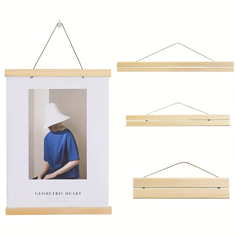 1/2/3PCS Wooden Magnetic Hanging Picture Clips Photos Posters Hanger Frames