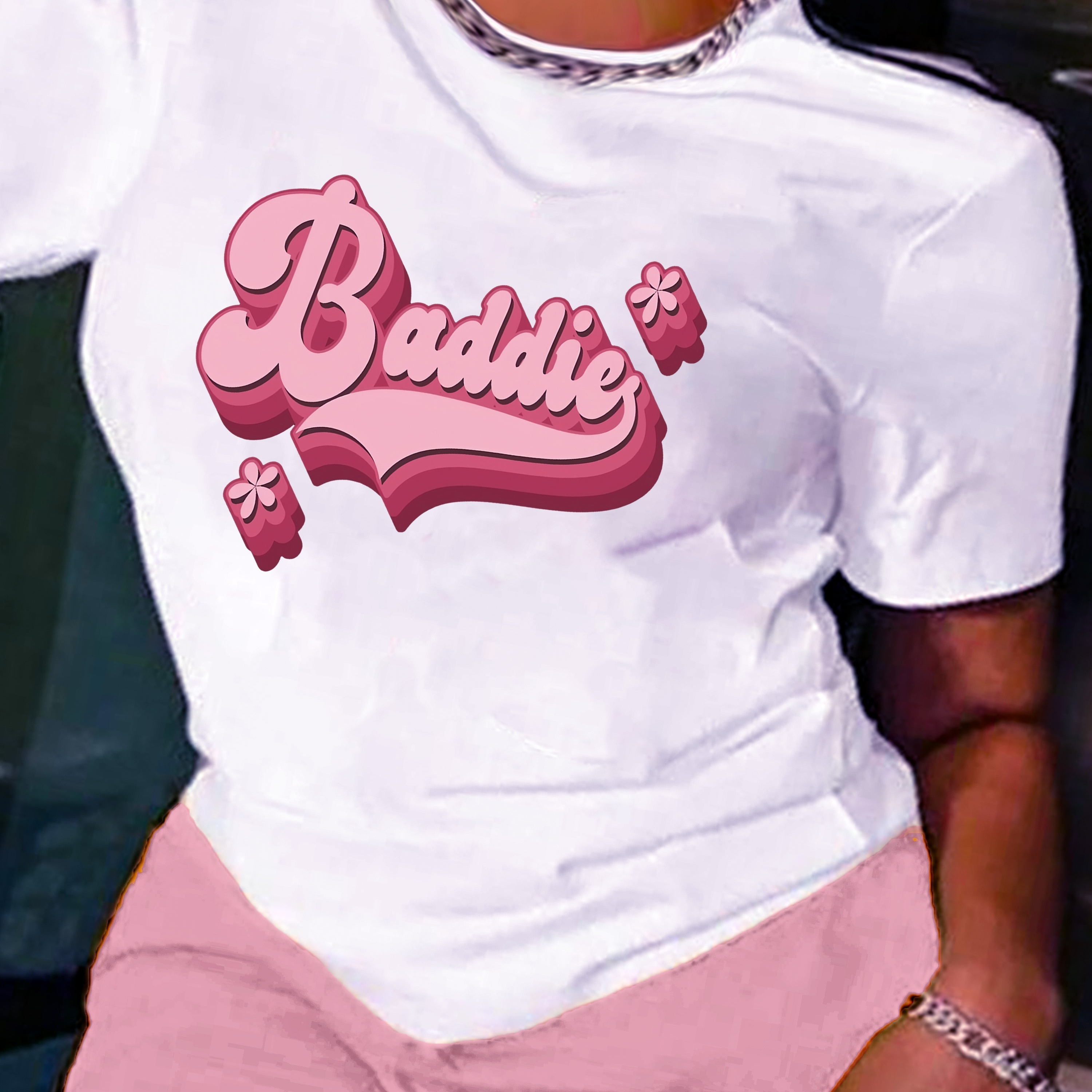 

Letter Print T-shirt, Short Sleeve Crew Neck Casual Top For Summer & Spring, Women's Clothing