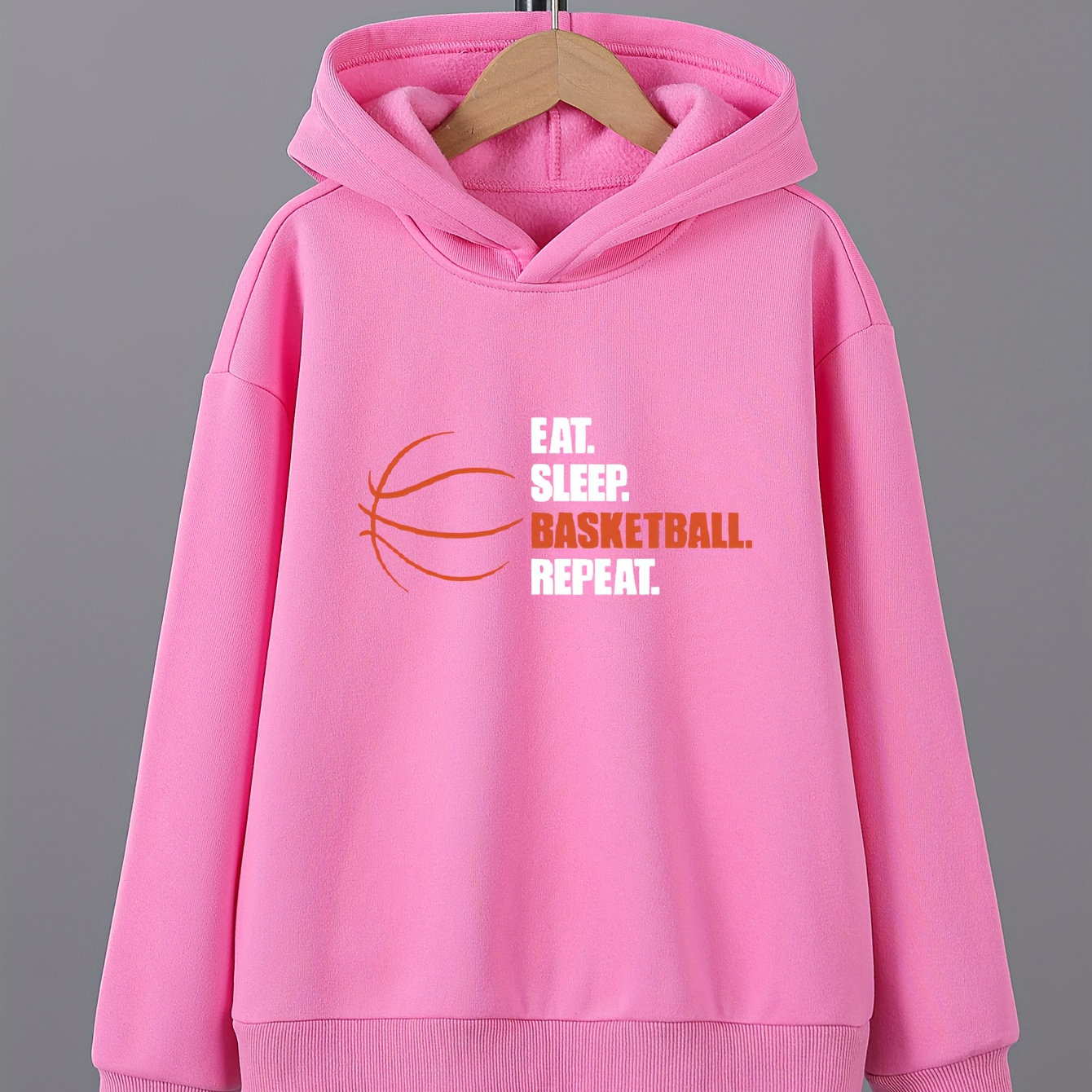 

Eat Basketball Repeat Letter Print Boys Long Sleeve Hoodie, Stay Stylish And Cozy Sweatshirt - Perfect Spring Fall Winter Essential For Your Little Fashionista!