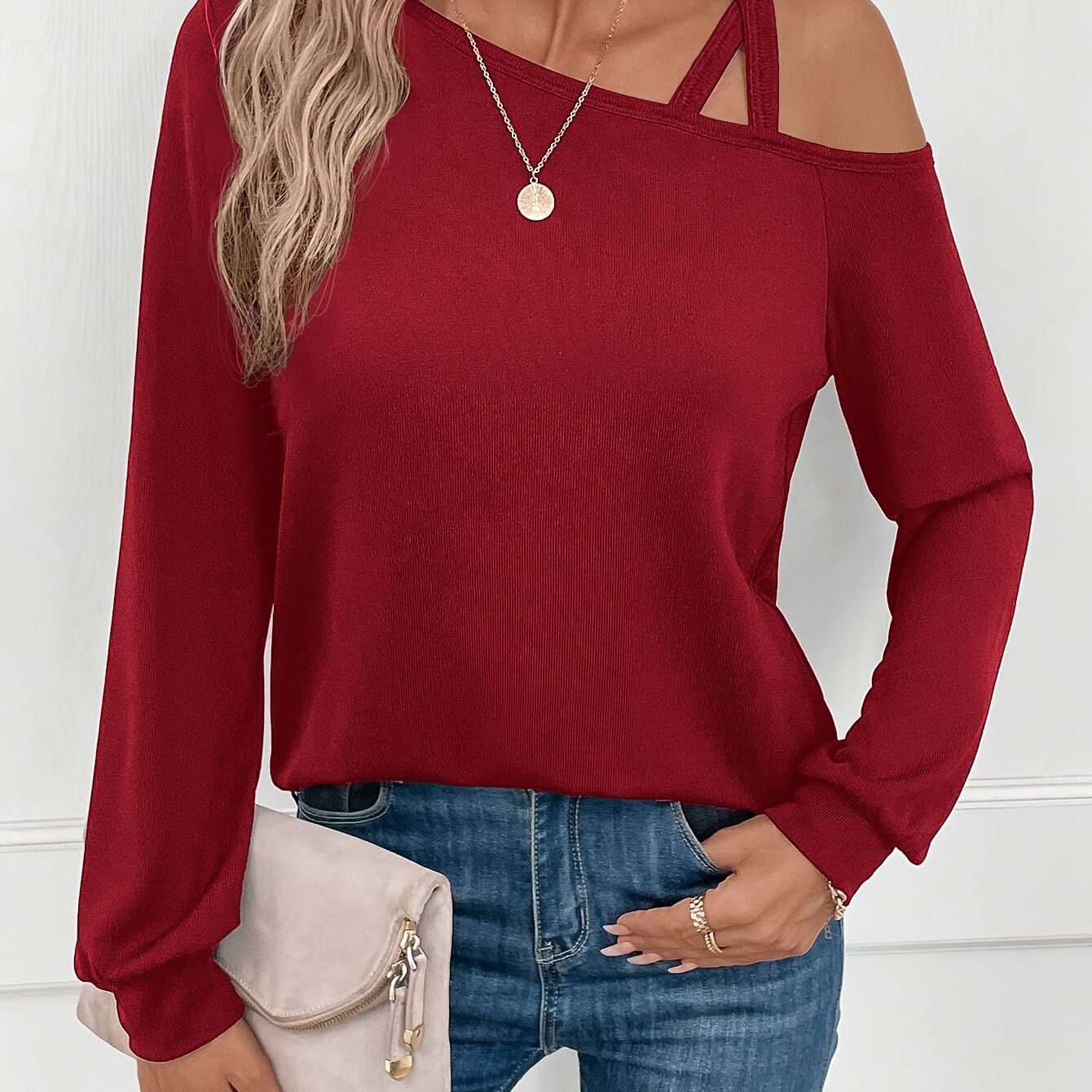 

's Off-shoulder T-, Tee, Regular Length, Fall/ Top, Sleeveless