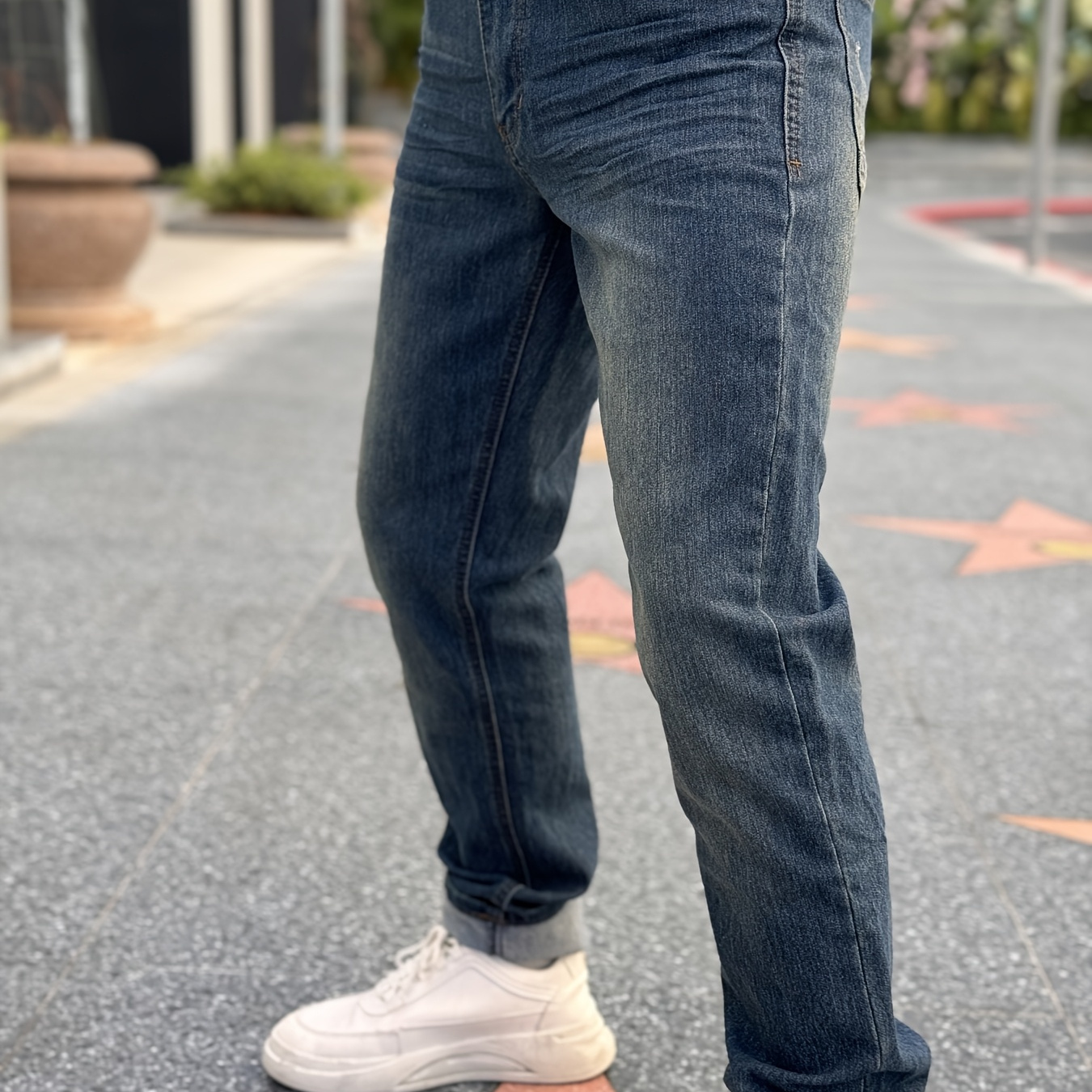 

American Men's Stretch Denim Pants, Fashion , Fashion Wash, Suitable For All , Slim-fit Stretch Pants, Side Bone Design, Can Roll Feet And Not Roll Feet, Suitable For All , Men