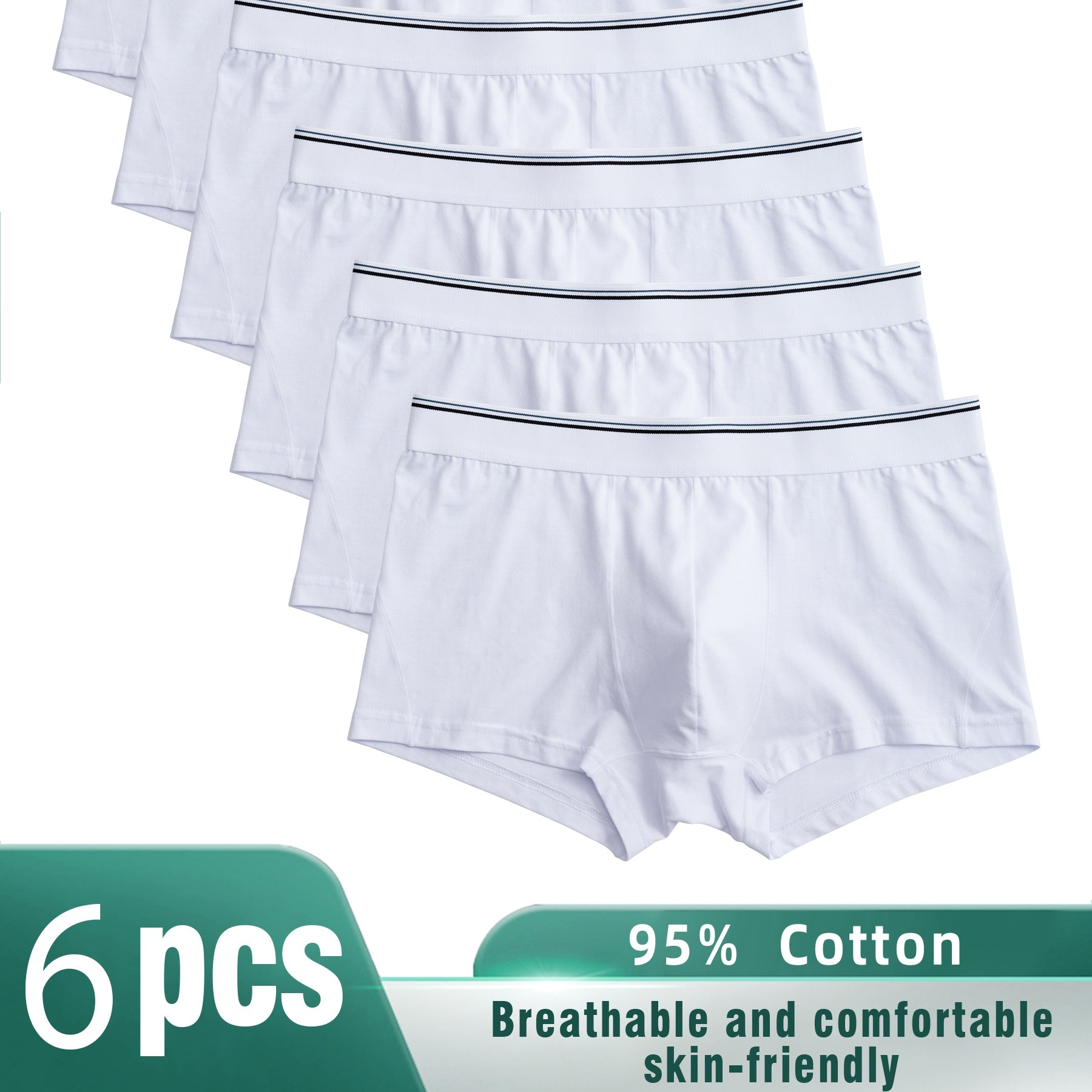 

Série Ultra-Douce et Élégante - Lot de 6 Boxers en Coton Uni pour Hommes - Ensemble de Sous-Vêtements Confortables, Antibactériens et Respirants