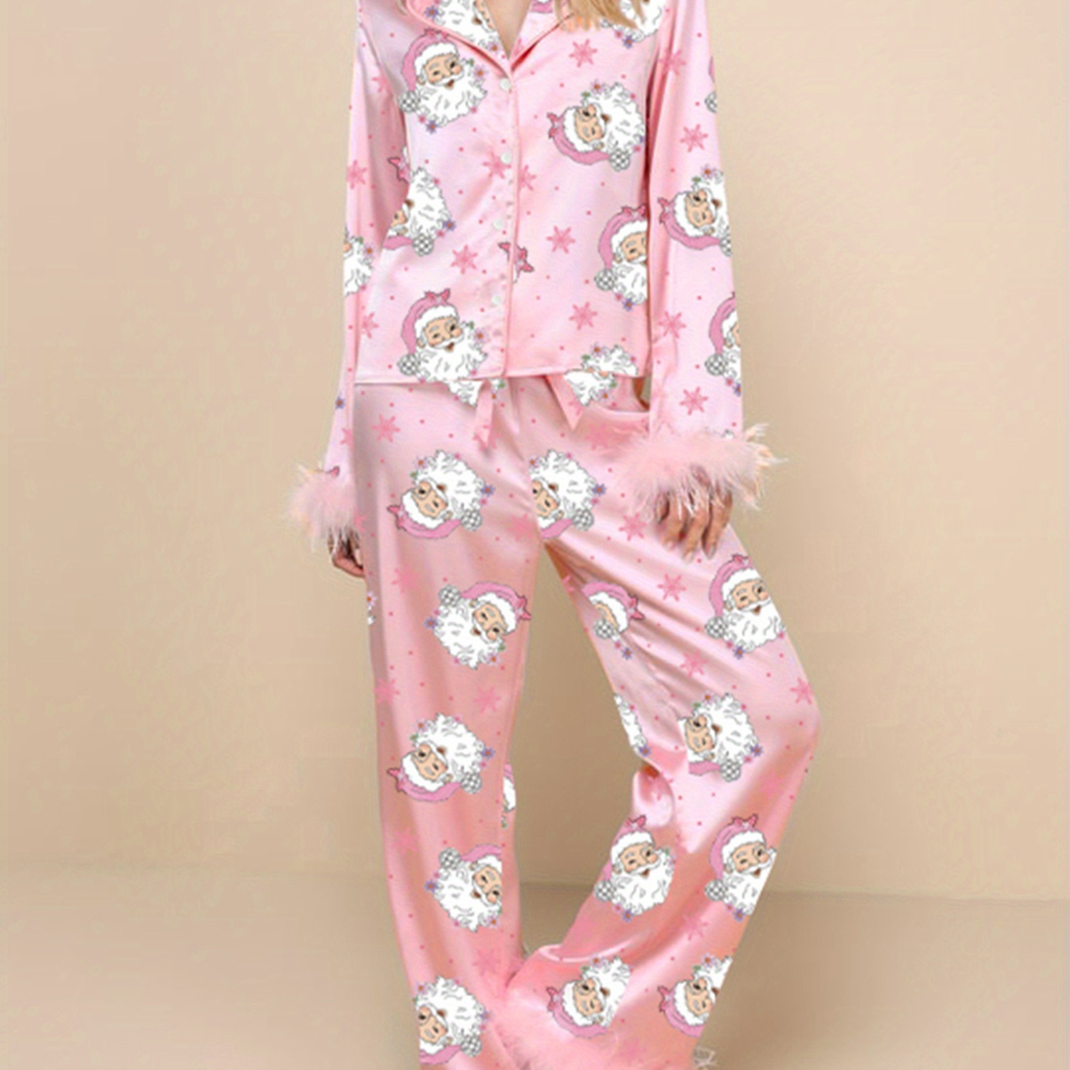 

Women's Christmas Pajama Sets With Cute Santa/christmas Tree/boots Print Shirts Tops And Pants 2pcs Y2k Loungewear Outfits