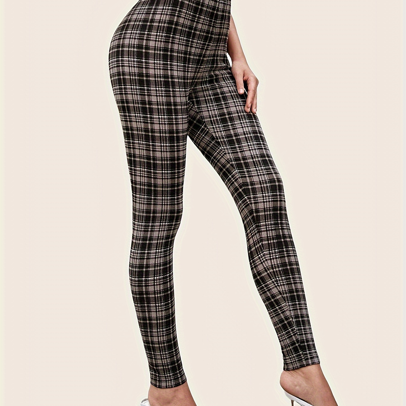 

Women's High-waist Stretch Leggings - Casual, With Waistband, Machine Washable