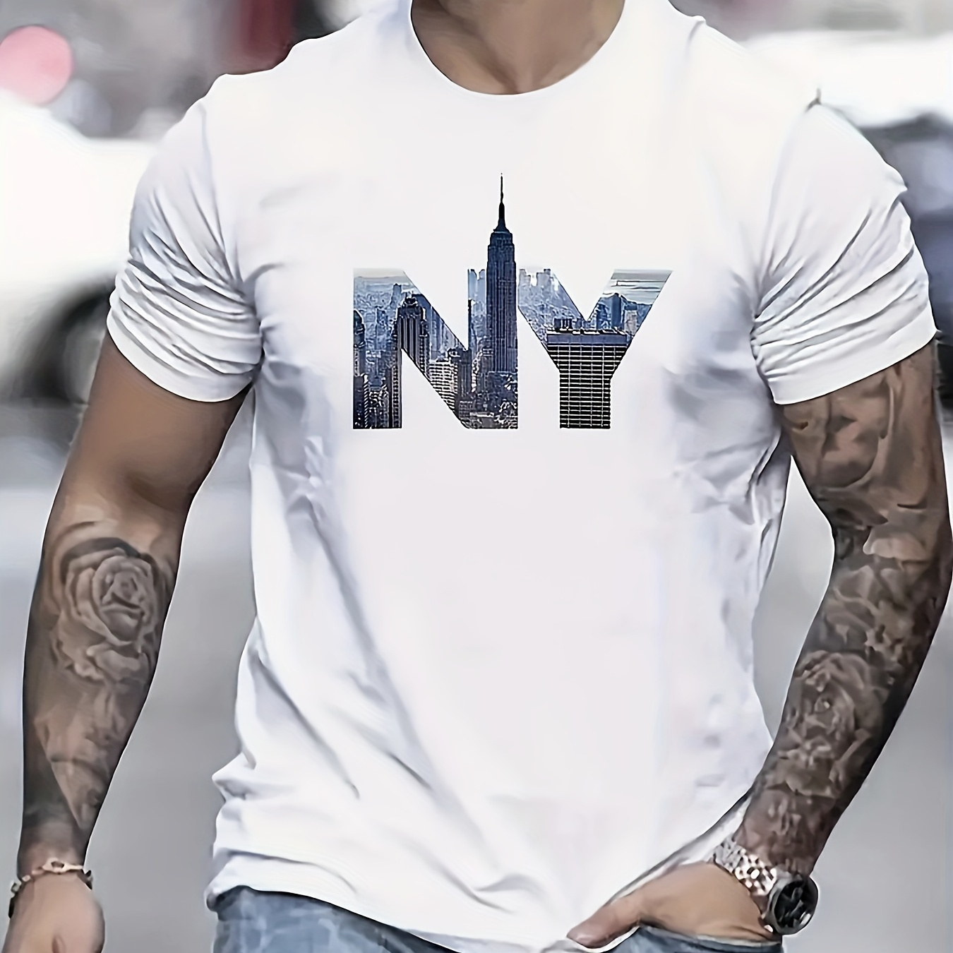 

Men's Ny - Crew Neck, Regular Fit, Durable Stretch, Ideal For Sports & Casual Wear