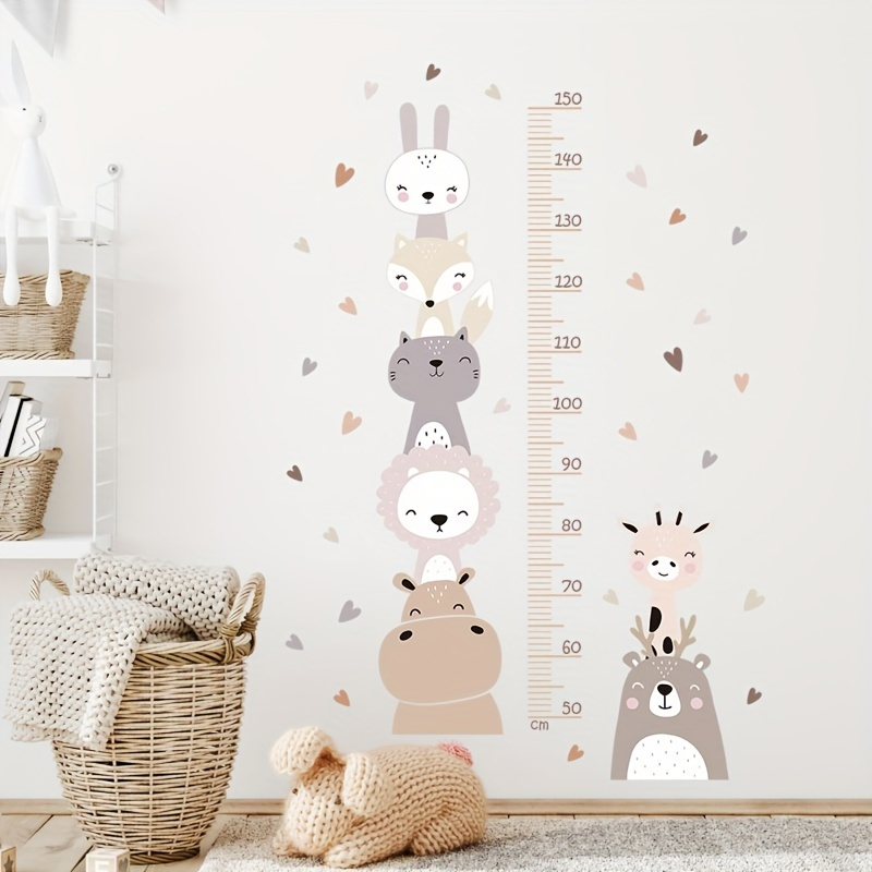 

1pc, Cartoon Height Measure Sticker, Smile Animals Bear Lion Height Measurement Sticker Wall Stickers For Room Nursery Wall Decals
