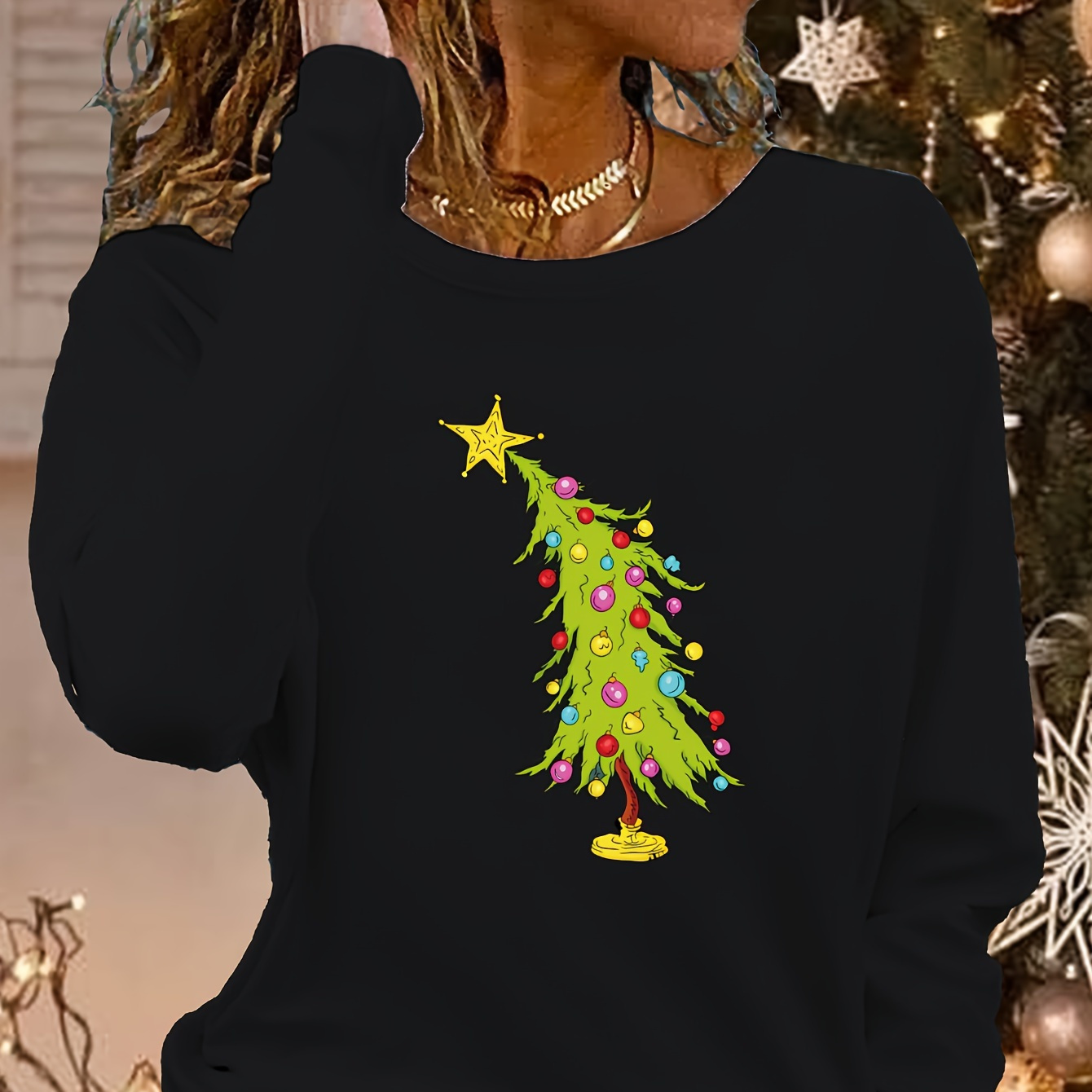 

Women's Christmas Tree Long Sleeve T- - , Polyester ,