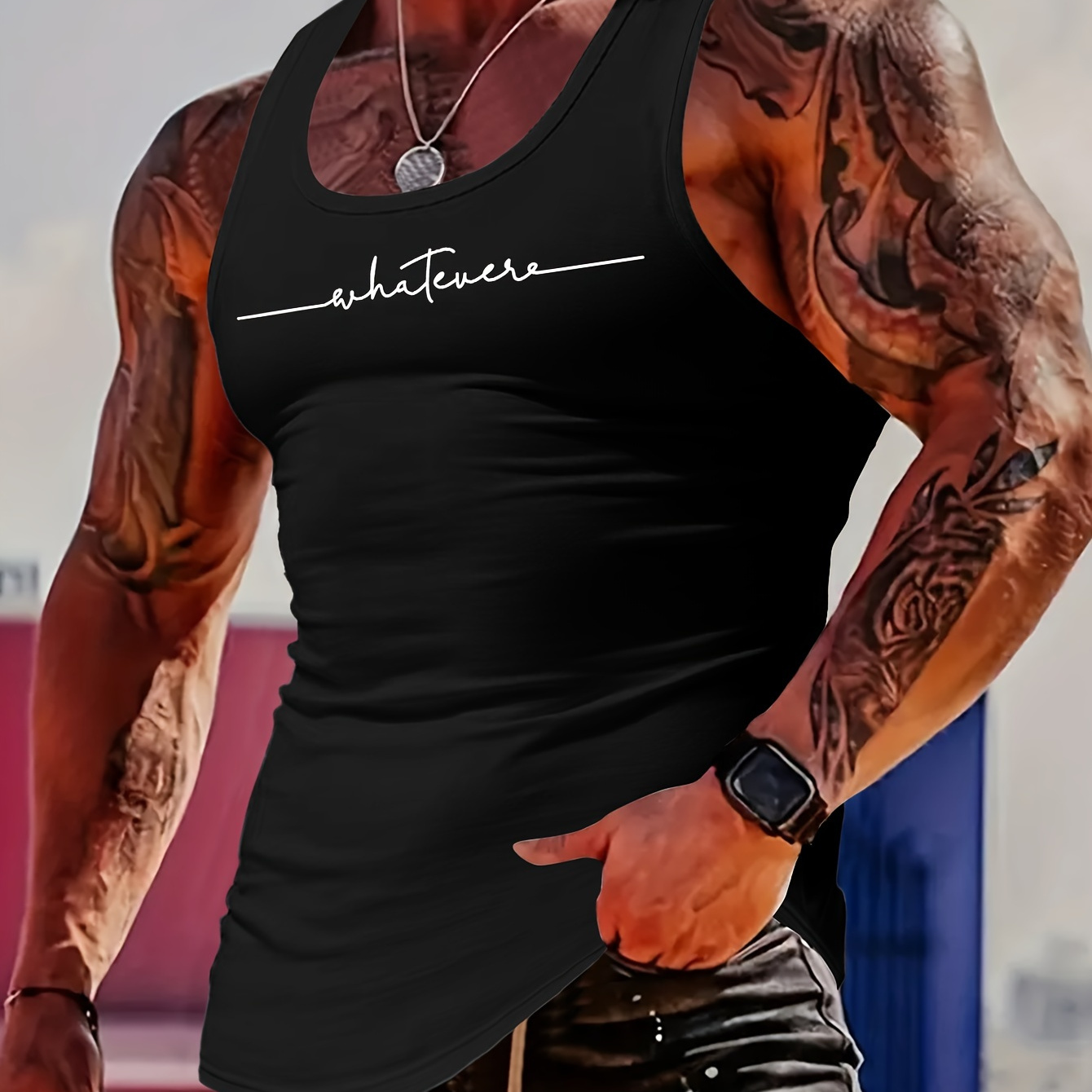 

Men's Trendy Narrow-shoulder Tank Top With Letter Patterns