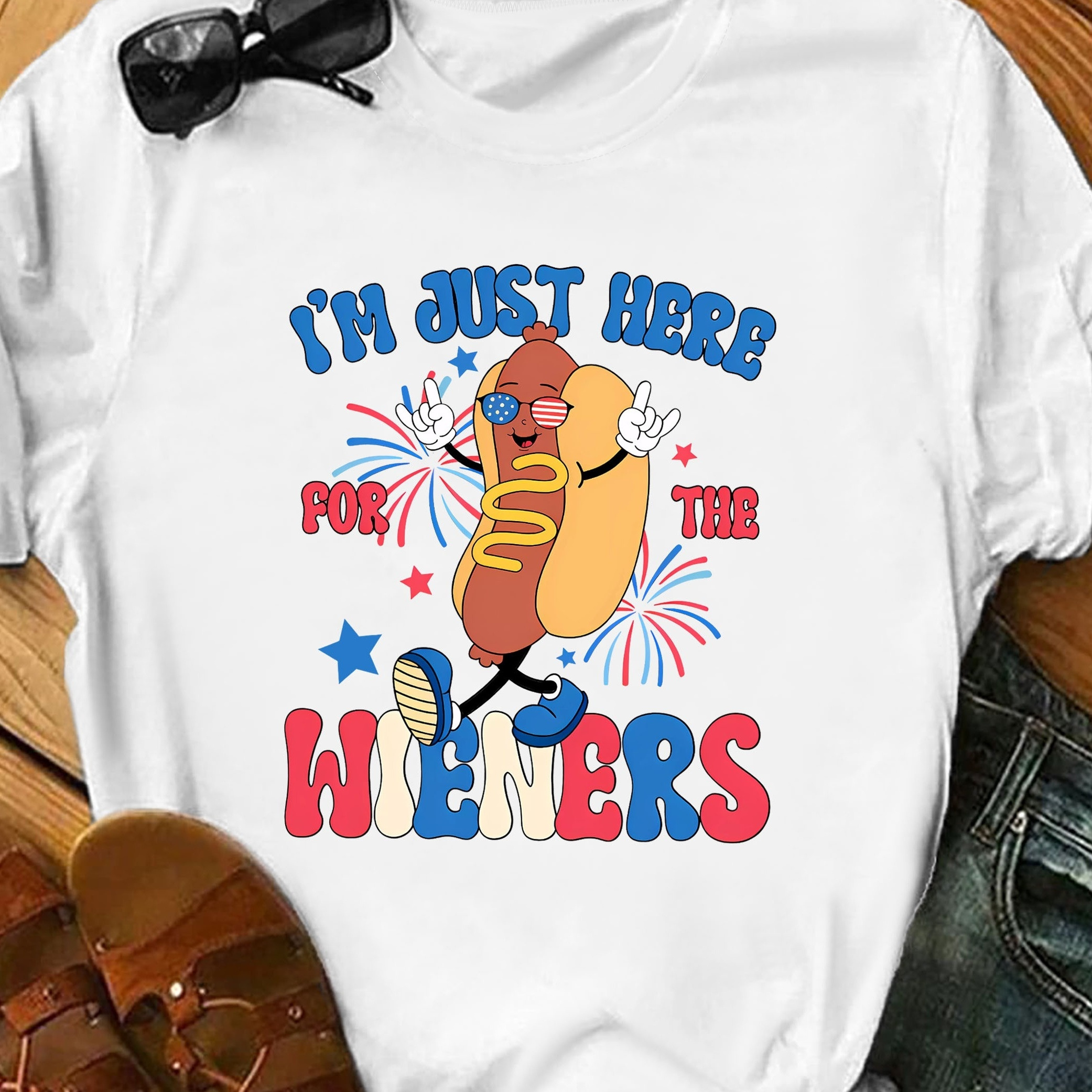 

Hot Dog Wieners Print Crew Neck T-shirt, Casual Short Sleeve Top For Spring & Summer, Women's Clothing