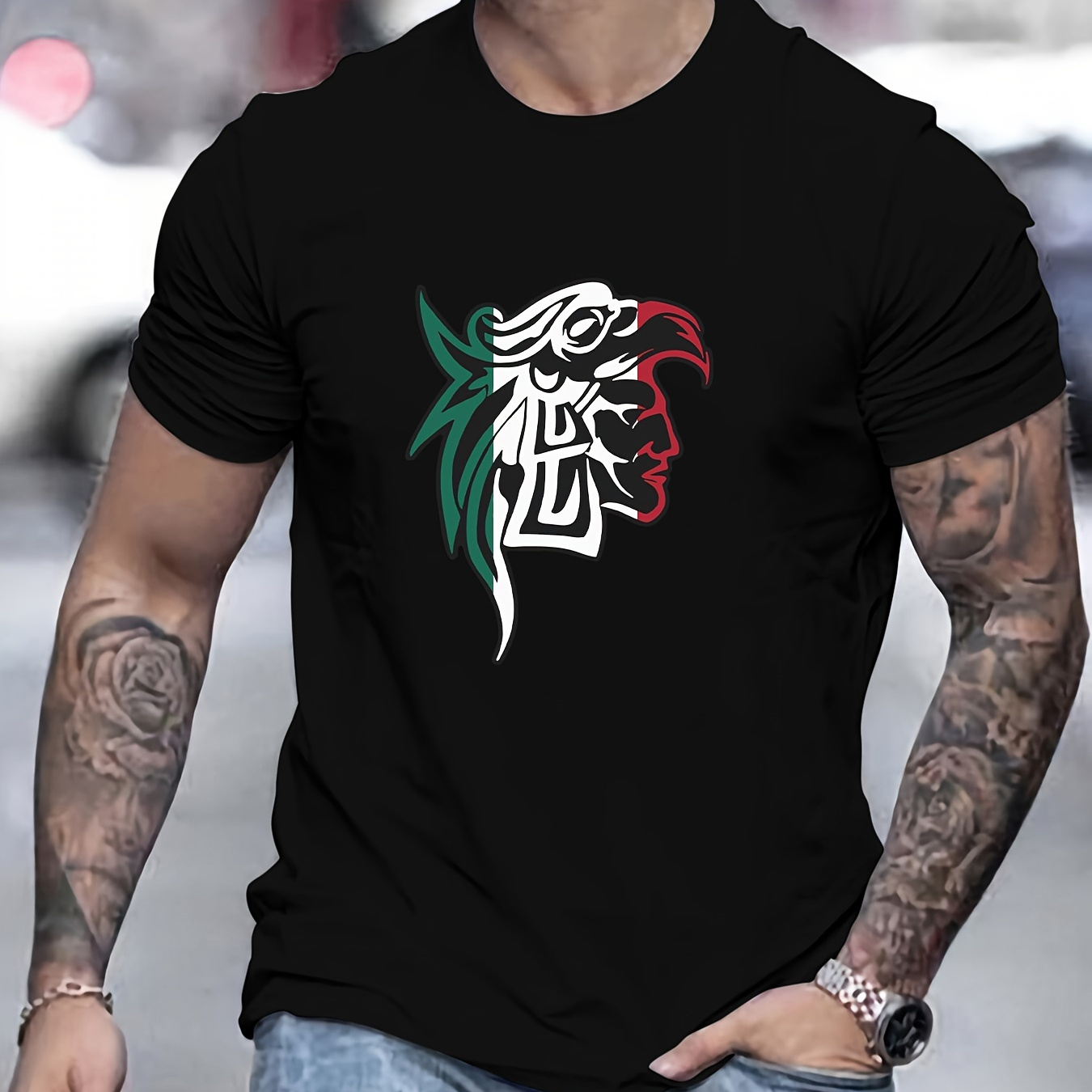 

Mexico Theme Print Tee Shirt, Tees For Men, Casual Short Sleeve T-shirt For Summer